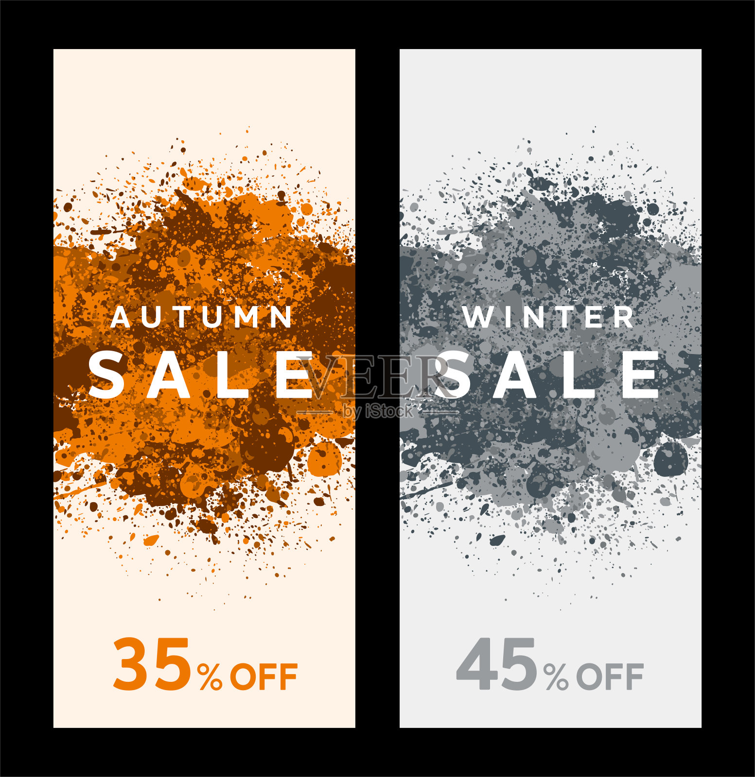 喷墨横幅销售集。背景海报，横幅或传单。向量。插画图片素材