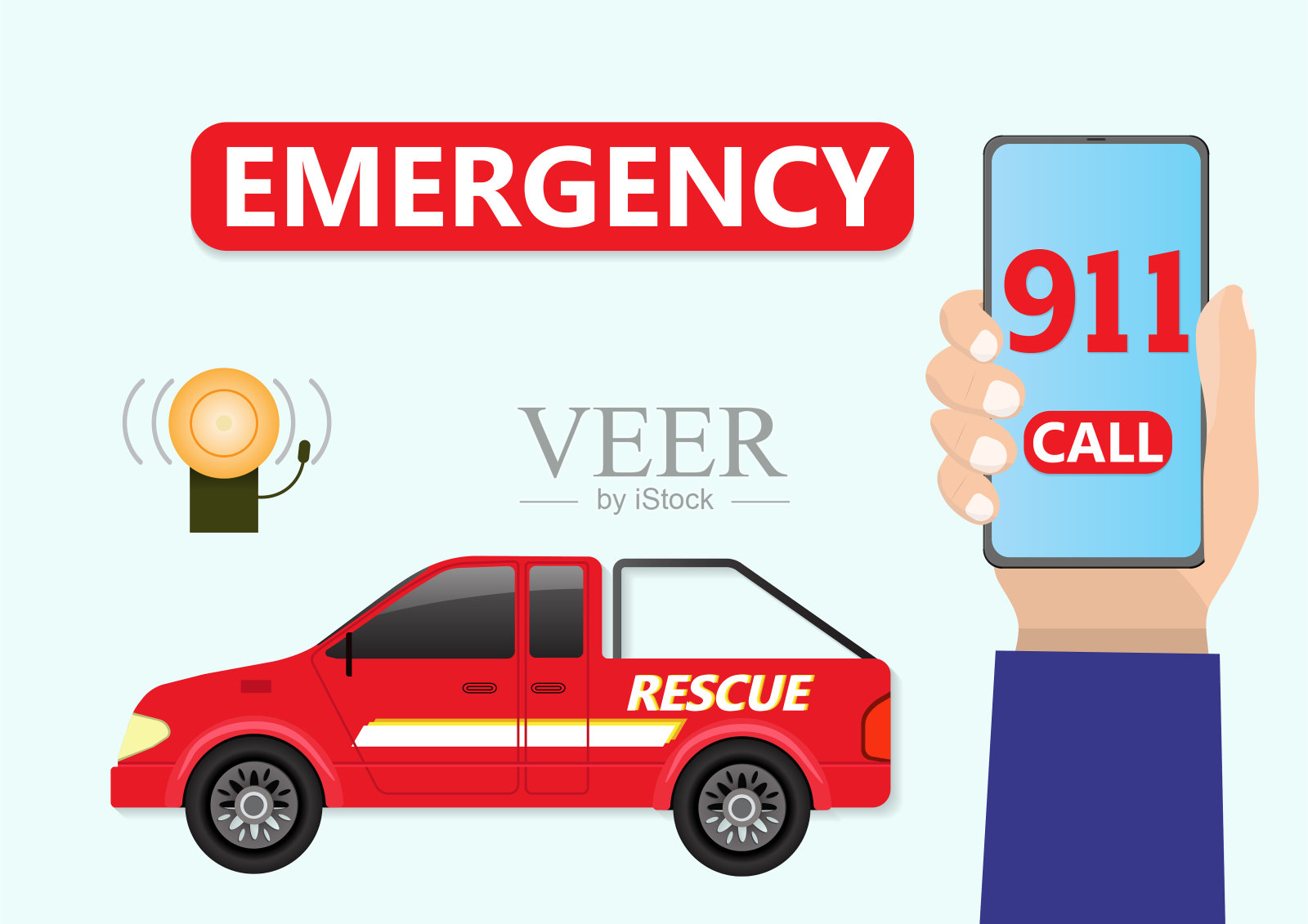 救援卡车服务。911紧急电话插画图片素材