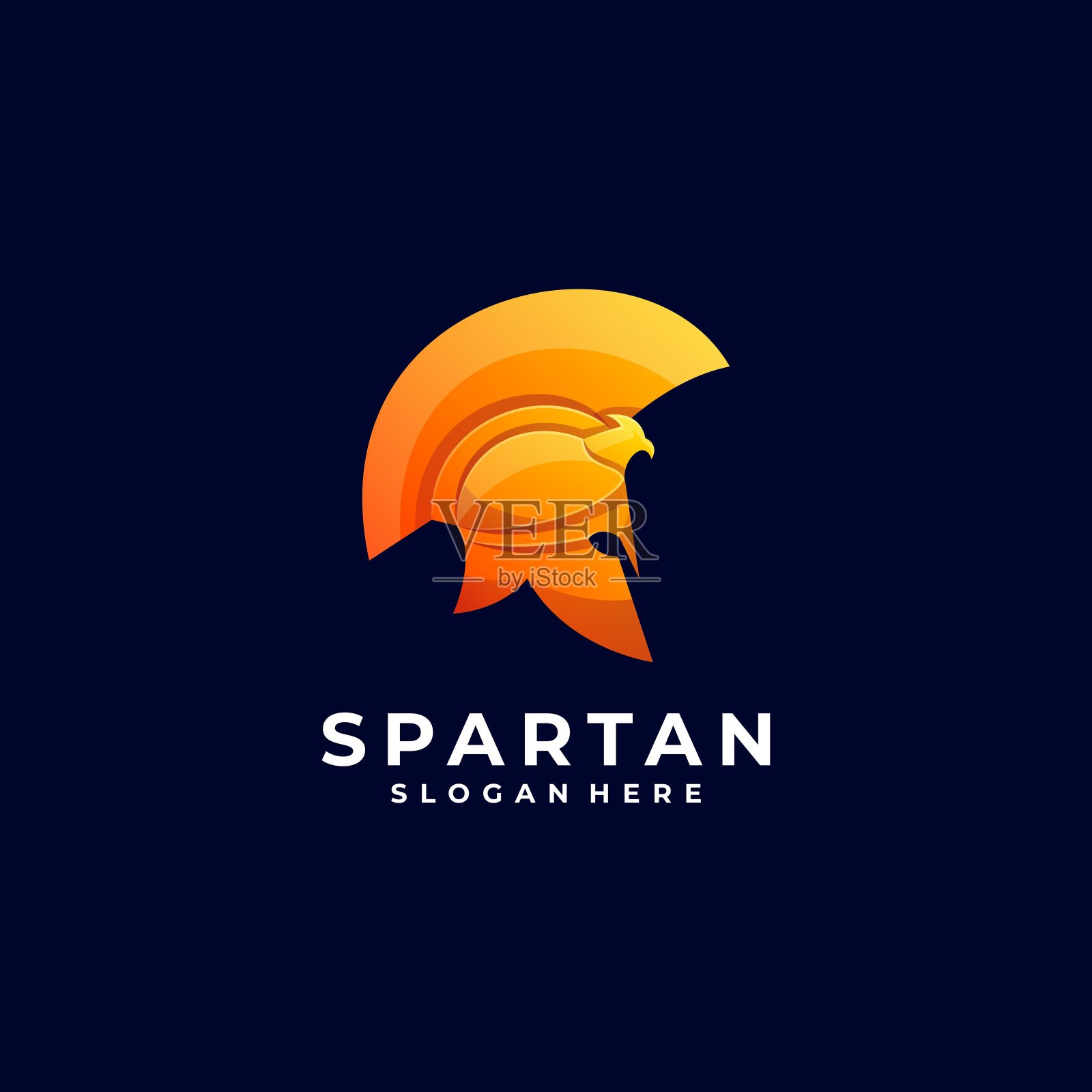 矢量插图斯巴达头彩色风格。插画图片素材