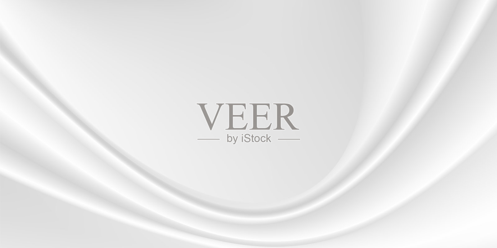 白色丝织物的波浪与光影交叠。白色和灰色抽象纹理背景和复制空间的网页设计插画图片素材