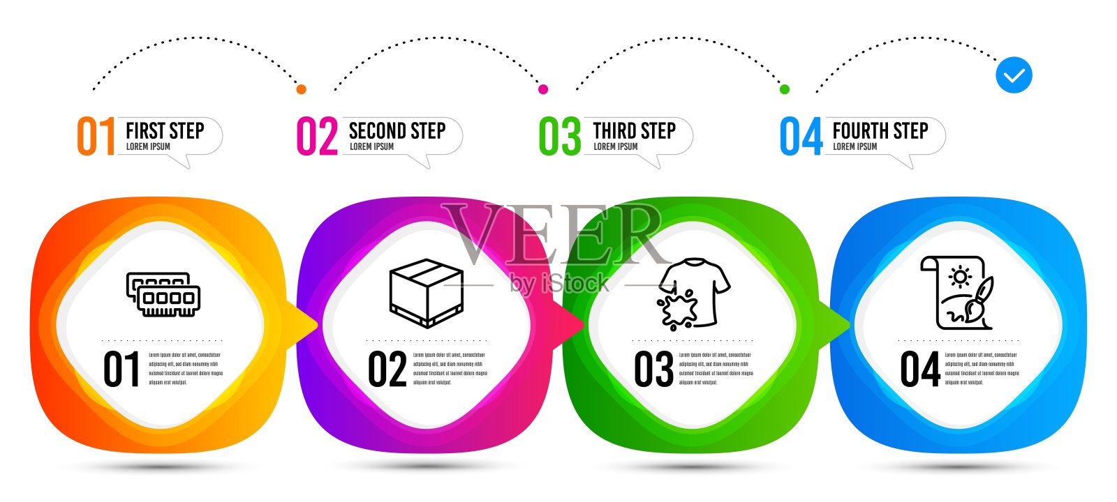 创意绘画，交付盒和公羊图标集。脏t恤的迹象。向量插画图片素材