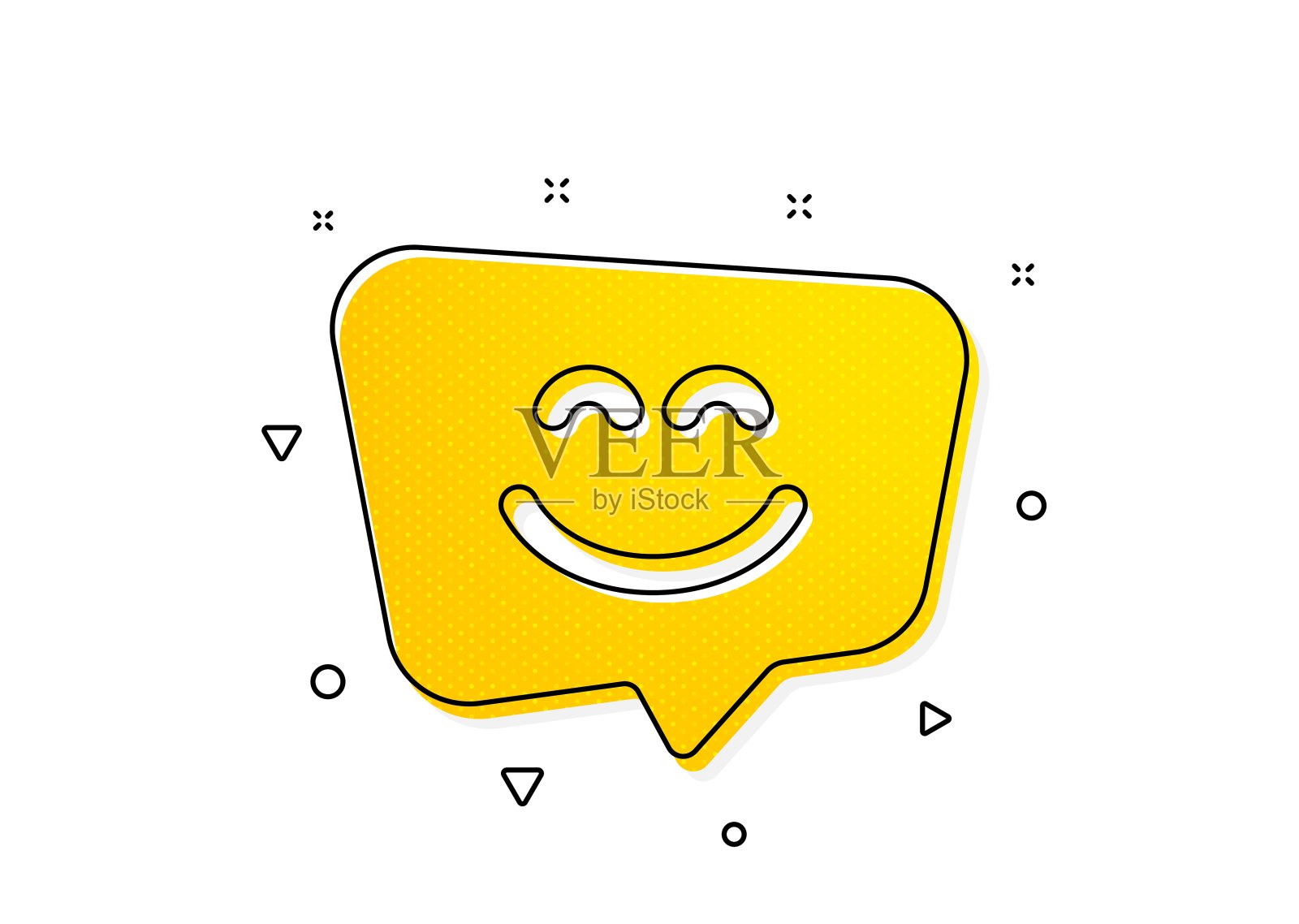 微笑面对图标。快乐的表情聊天标志。演讲泡沫。向量插画图片素材