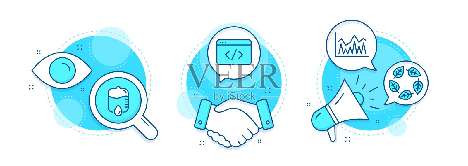 有机测试，Seo脚本和投资图标集。双签。向量插画图片素材