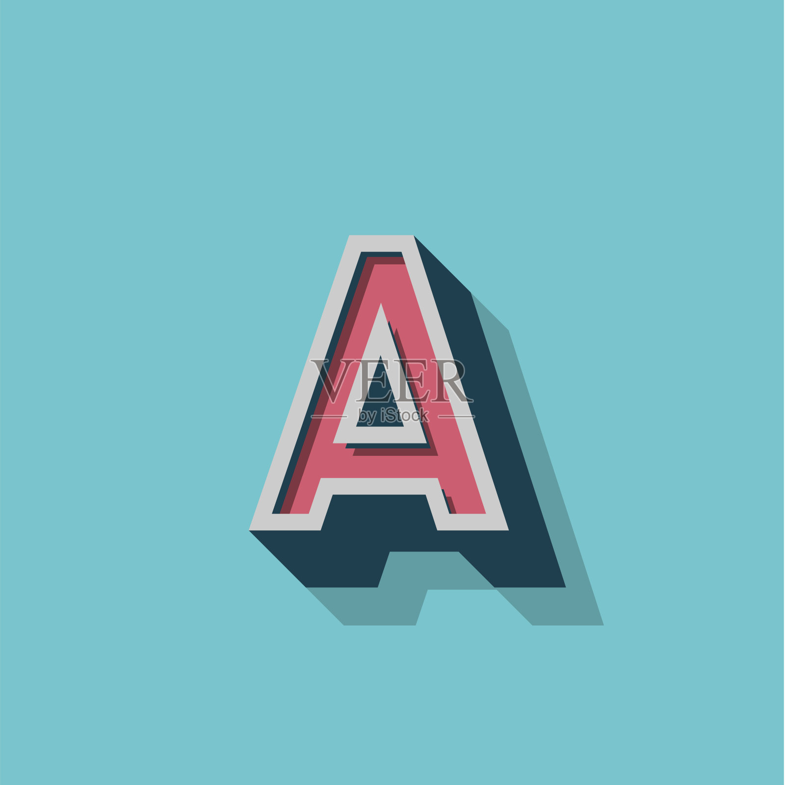 复古3D字符从字体，矢量插图设计元素图片