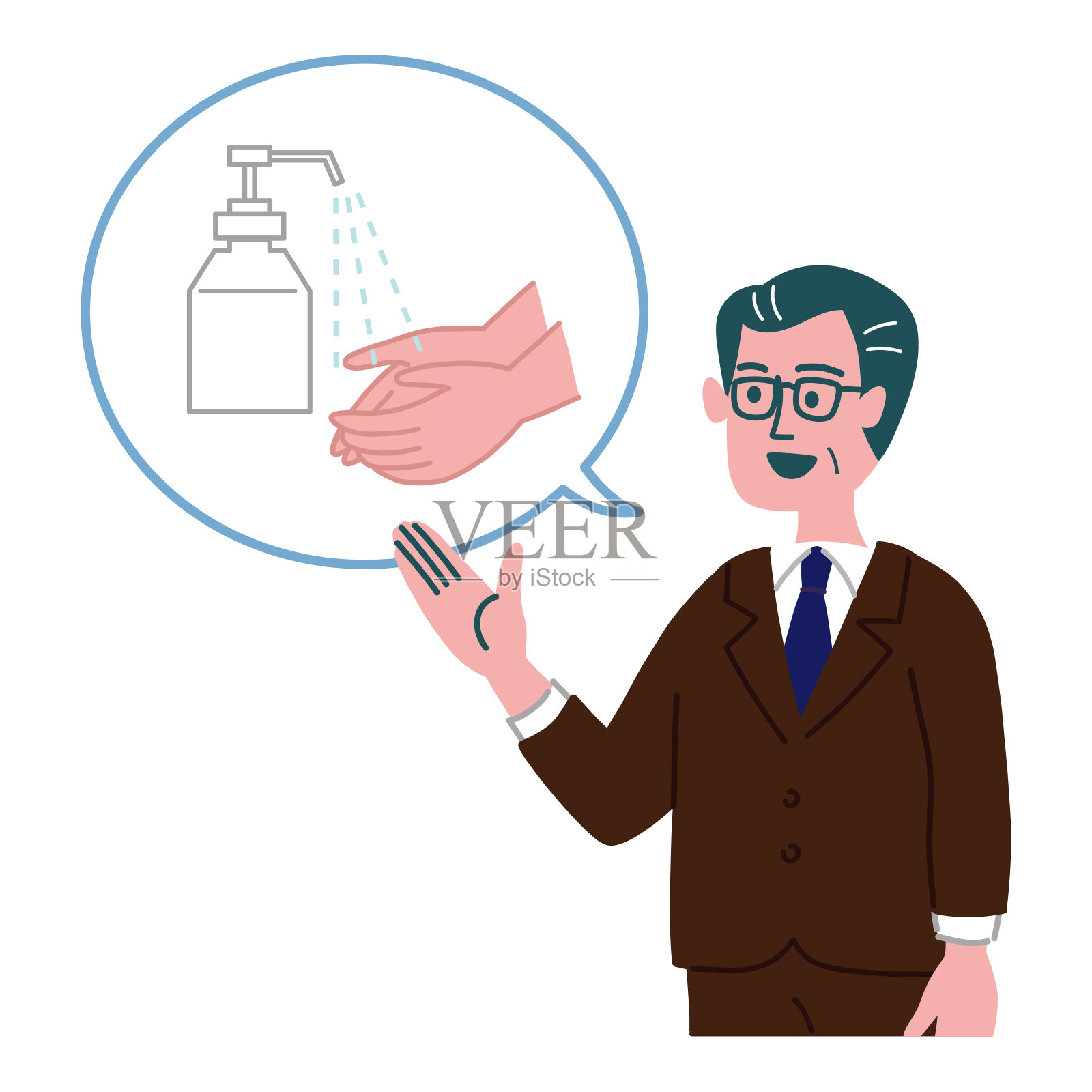男士建议消毒双手插画图片素材
