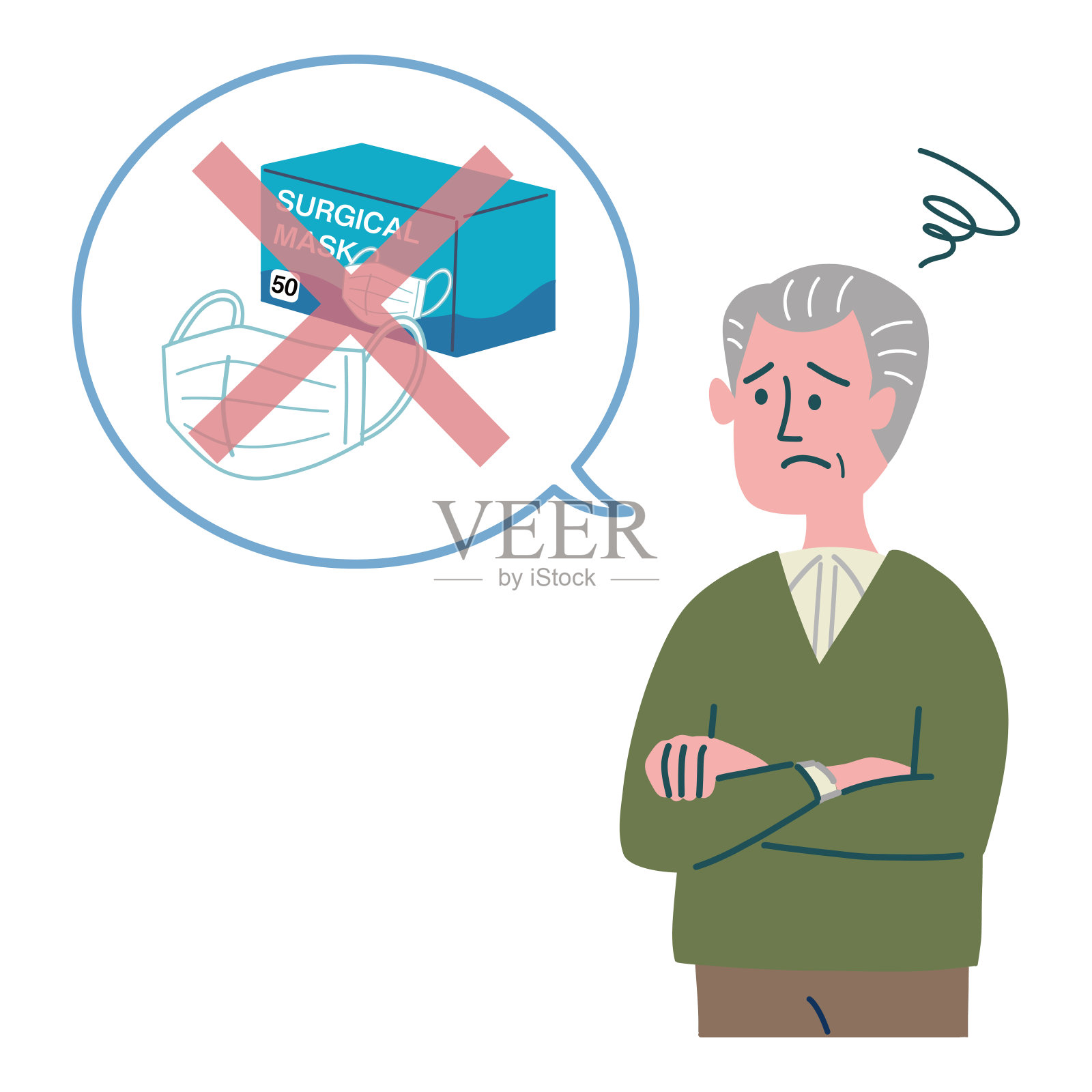 男人建议用医用口罩盒插画图片素材