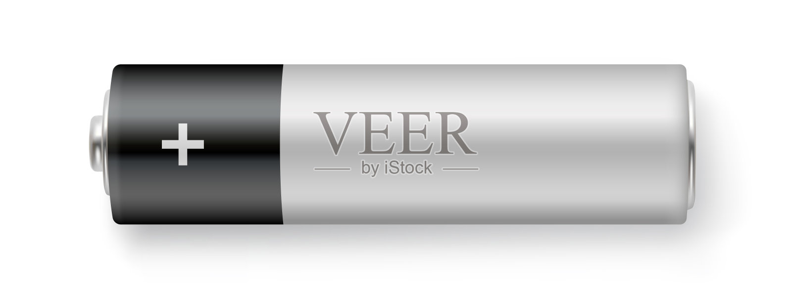 碱性电池现实。AA型。空白3D模型与阴影库存矢量。设计元素图片