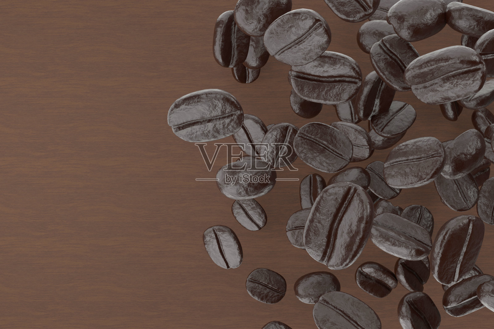 咖啡豆的背景。3 d渲染。照片摄影图片