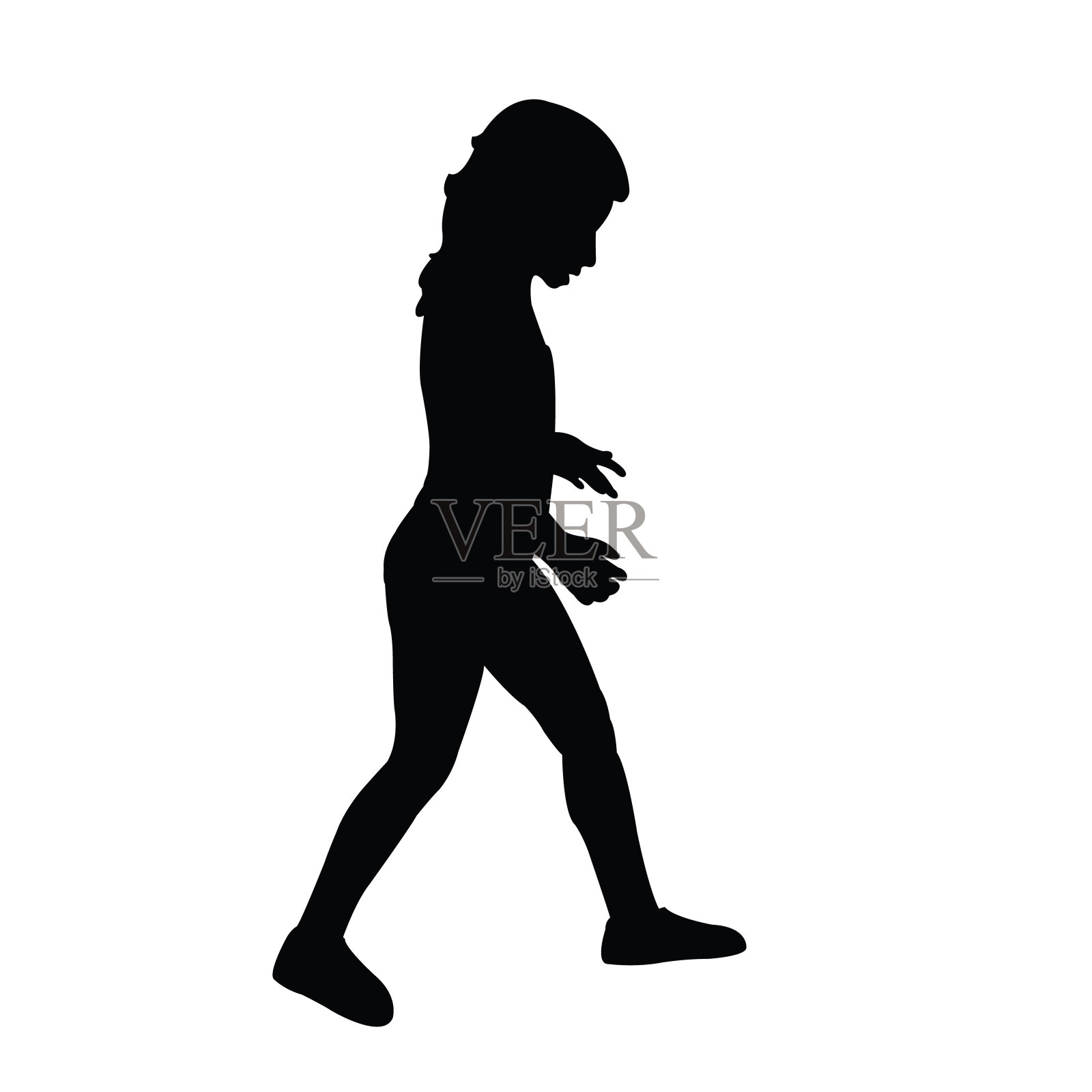 一个女孩行走的形体矢量剪影插画图片素材