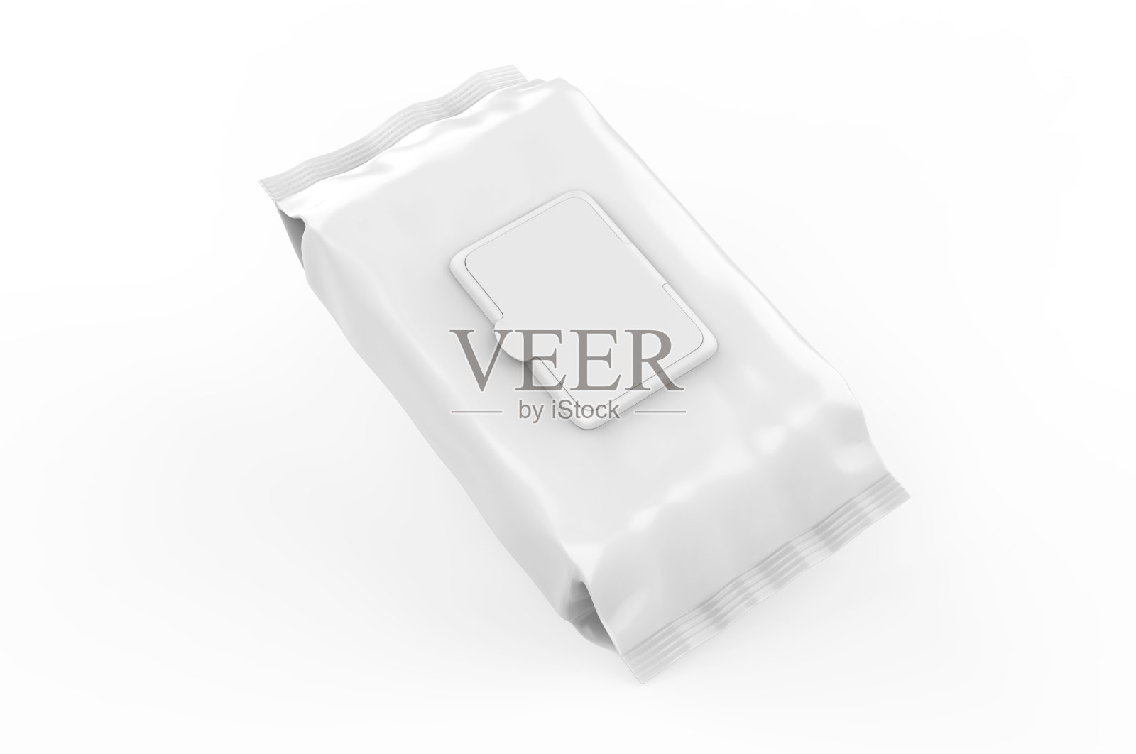 空白湿纸巾包装的品牌，3d渲染插图。照片摄影图片