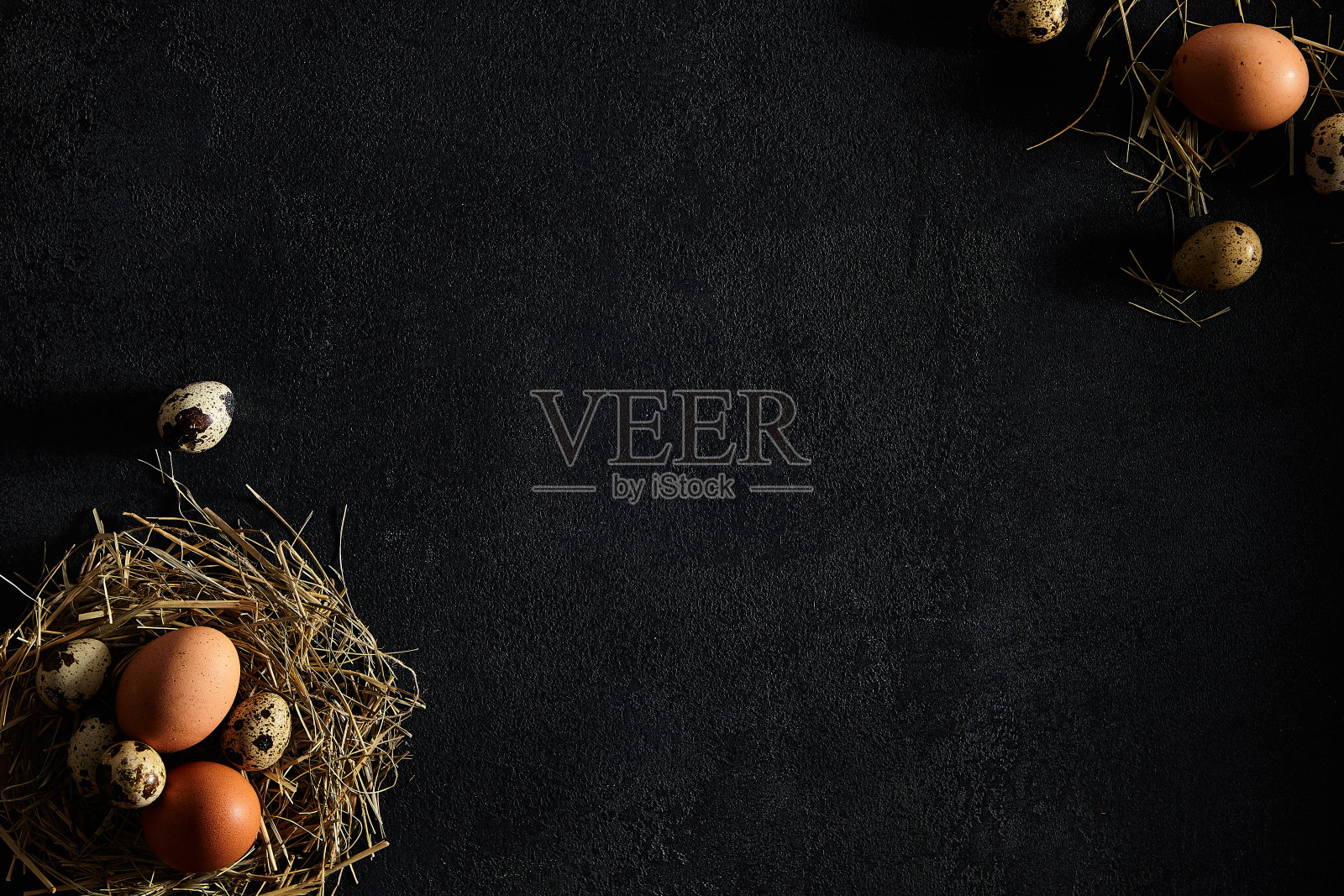 复活节、春季或生态食品概念。顶视图,copyspace照片摄影图片