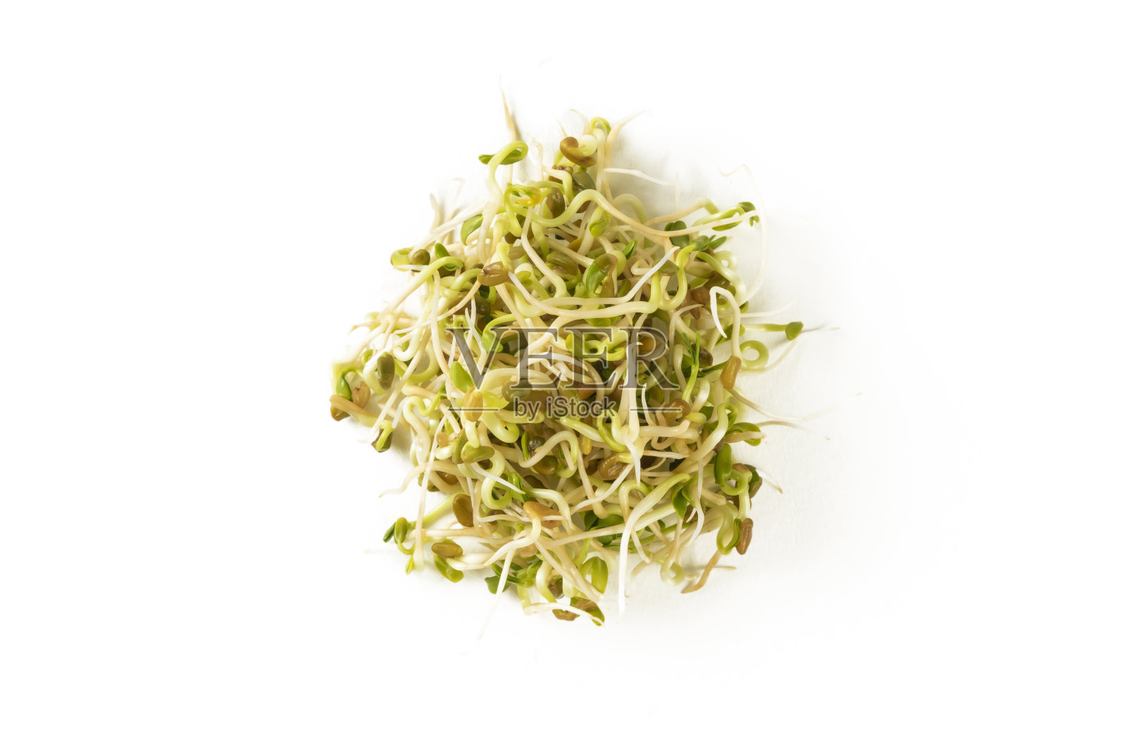 萝卜芽堆孤立在白色的背景。营养。生物。天然食品成分。照片摄影图片