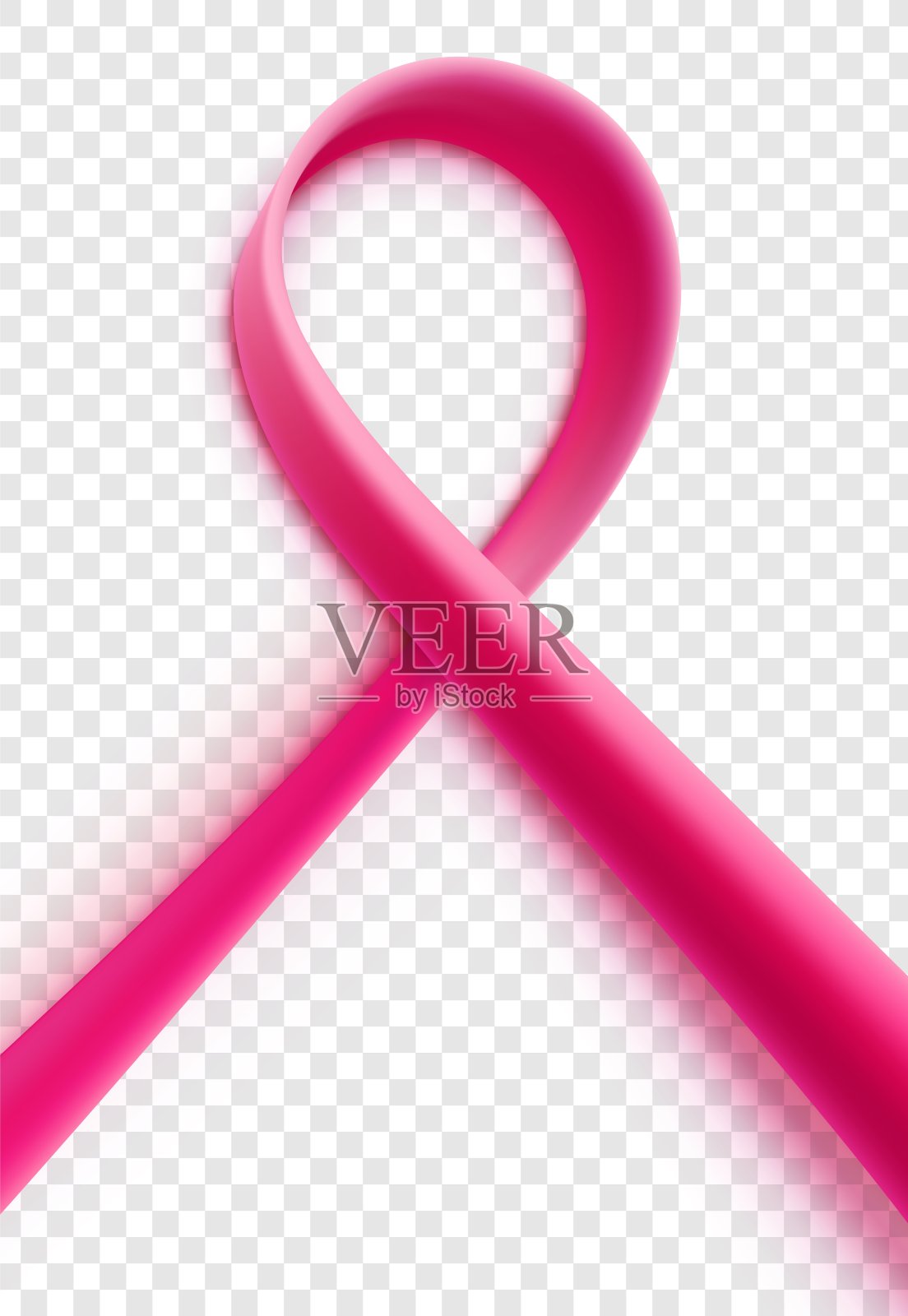 3D逼真的粉色丝带孤立在透明的背景。插画图片素材