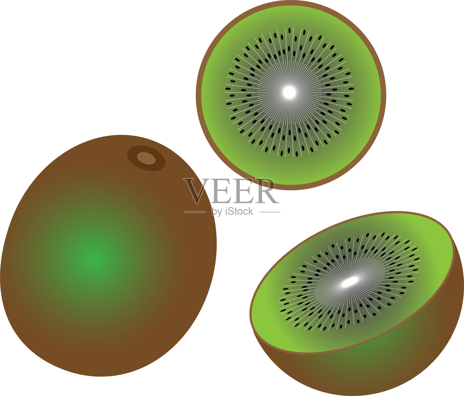 奇异果矢量图像的整个水果和切片设计元素图片