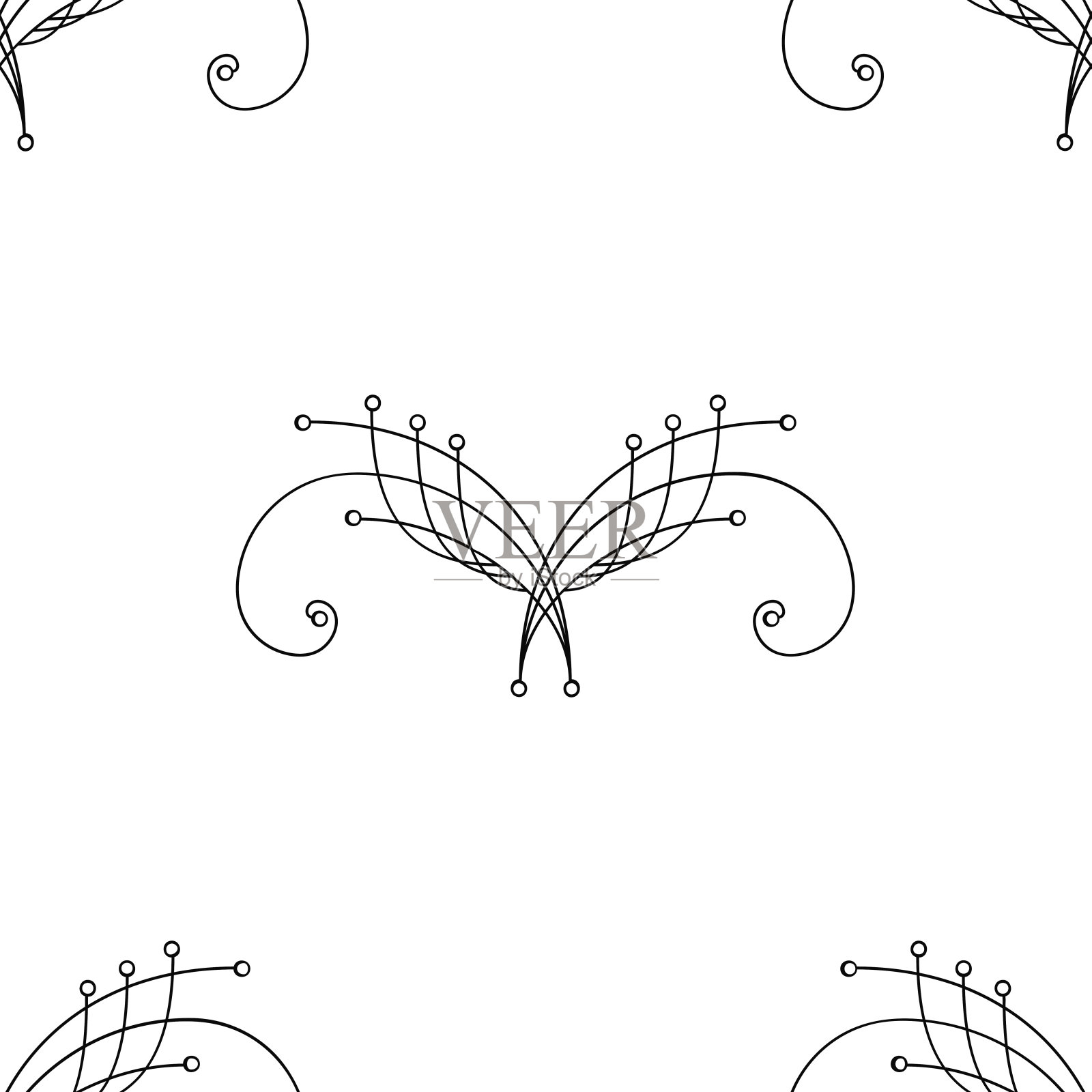 典雅的黑白无缝图案搭配细线装饰。大马士革的模式。无缝的抽象背景。无穷几何模式。矢量插图。插画图片素材