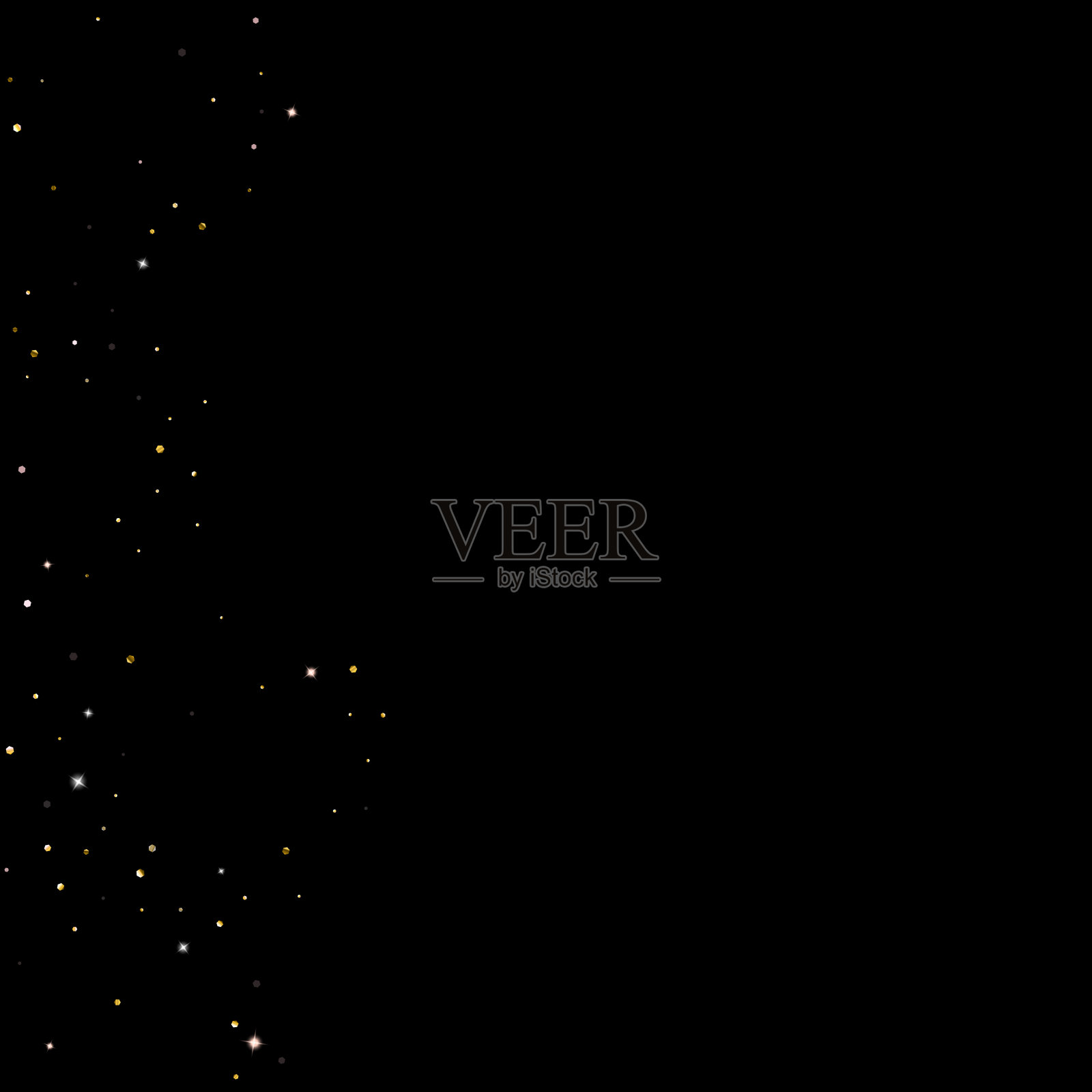 黄金闪闪发光的星星。豪华闪亮的五彩纸屑。插画图片素材