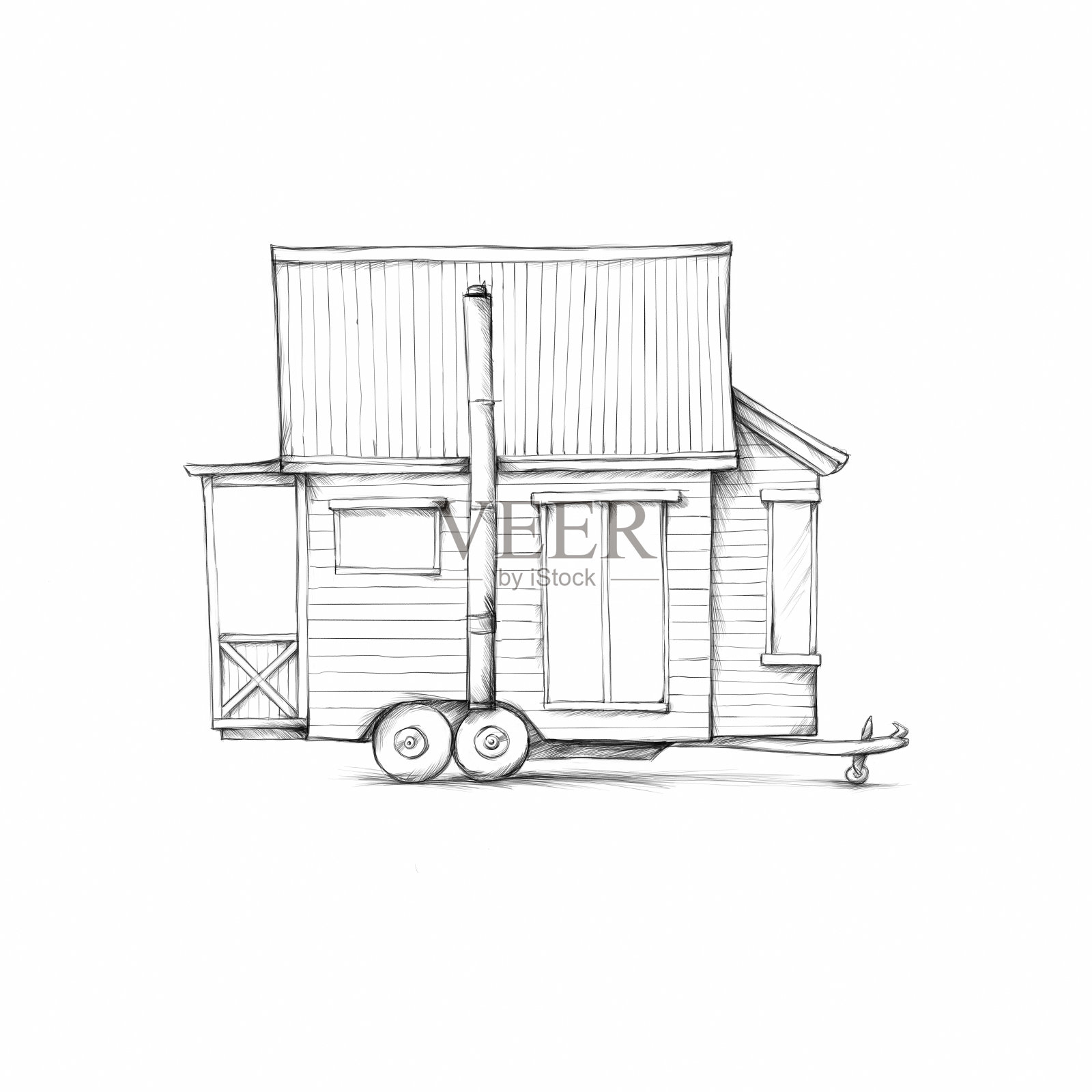 有木板的小房子设计元素图片