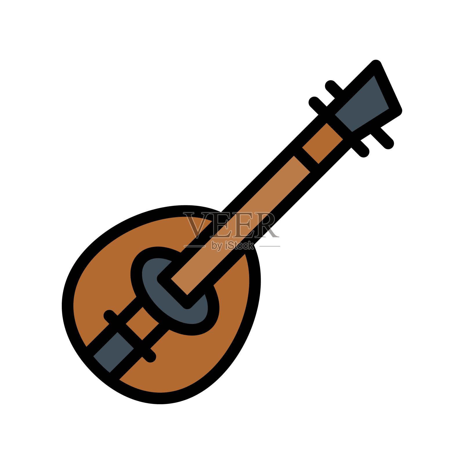 圣帕特里克相关的音乐吉他矢量与可编辑的笔触，设计元素图片