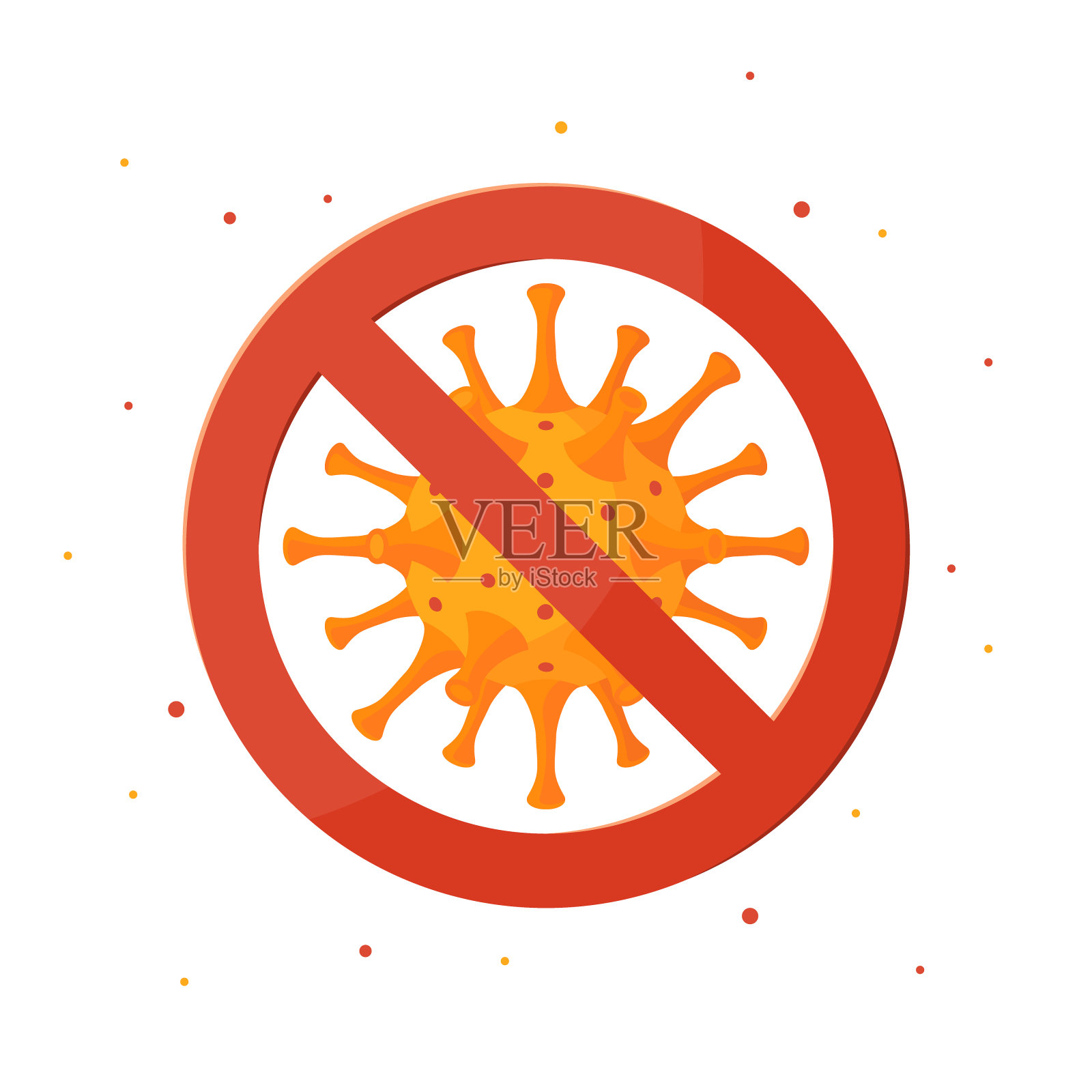 电晕病毒图标卡通风格，矢量插画图片素材