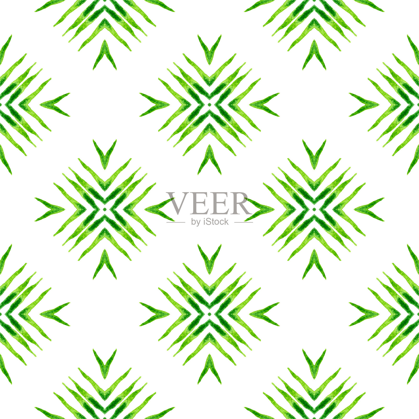 东方阿拉伯式手绘边线。绿色插画图片素材