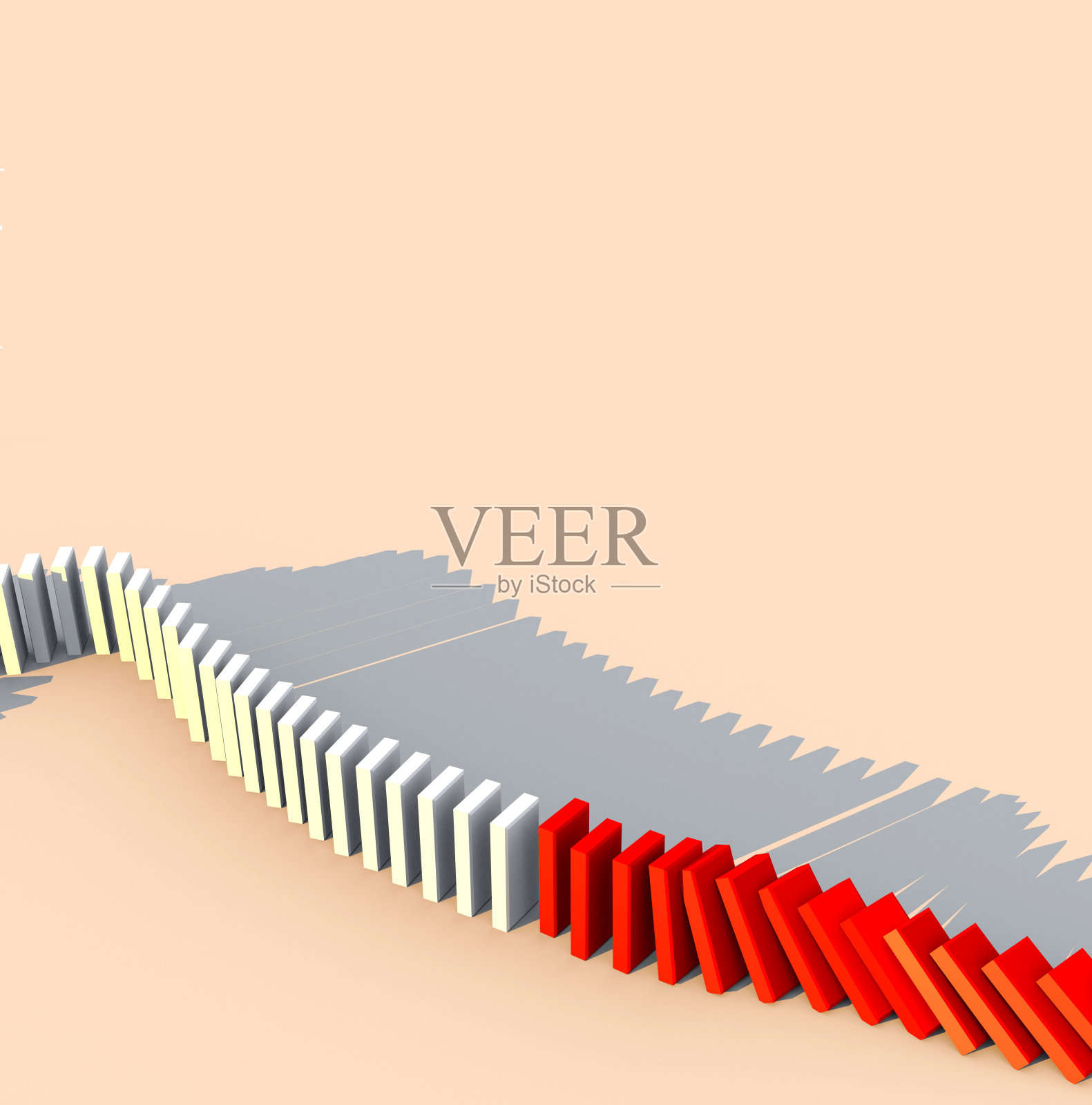 3D插图创意商业创意概念白色和红色方块堆叠在行模式上的白色地板3D插图照片摄影图片