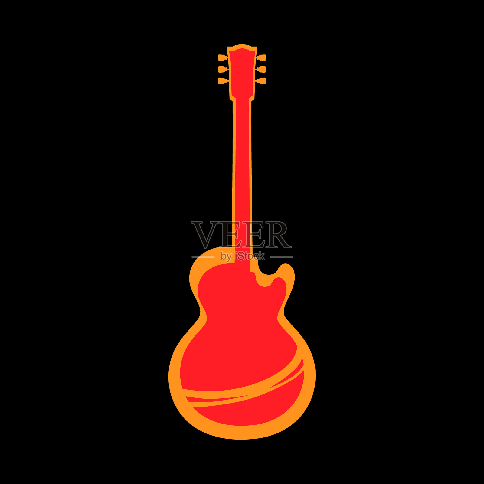 电吉他符号上的黑色背景插画图片素材