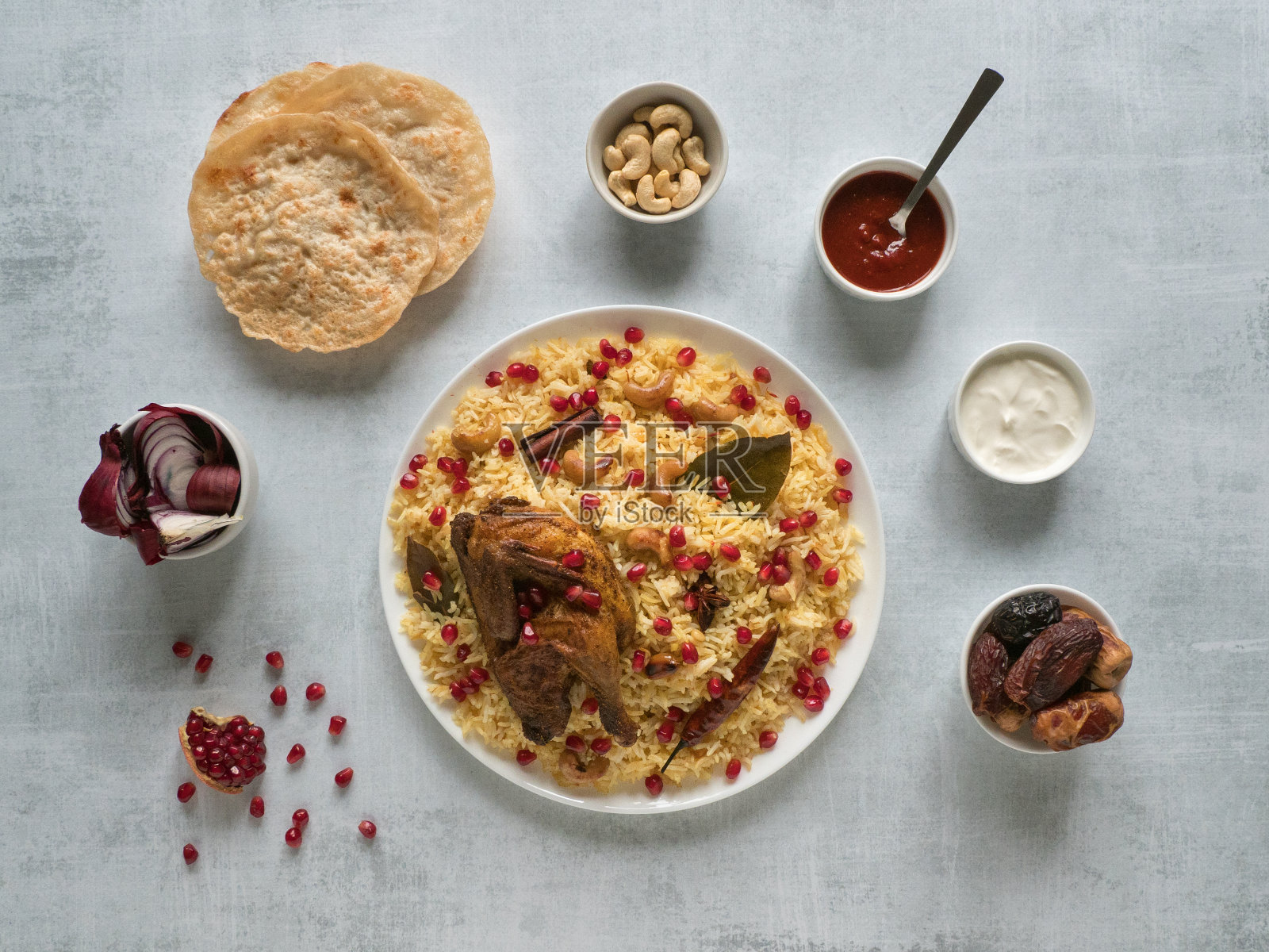 阿拉伯传统肉类美食Kabsa饭照片摄影图片