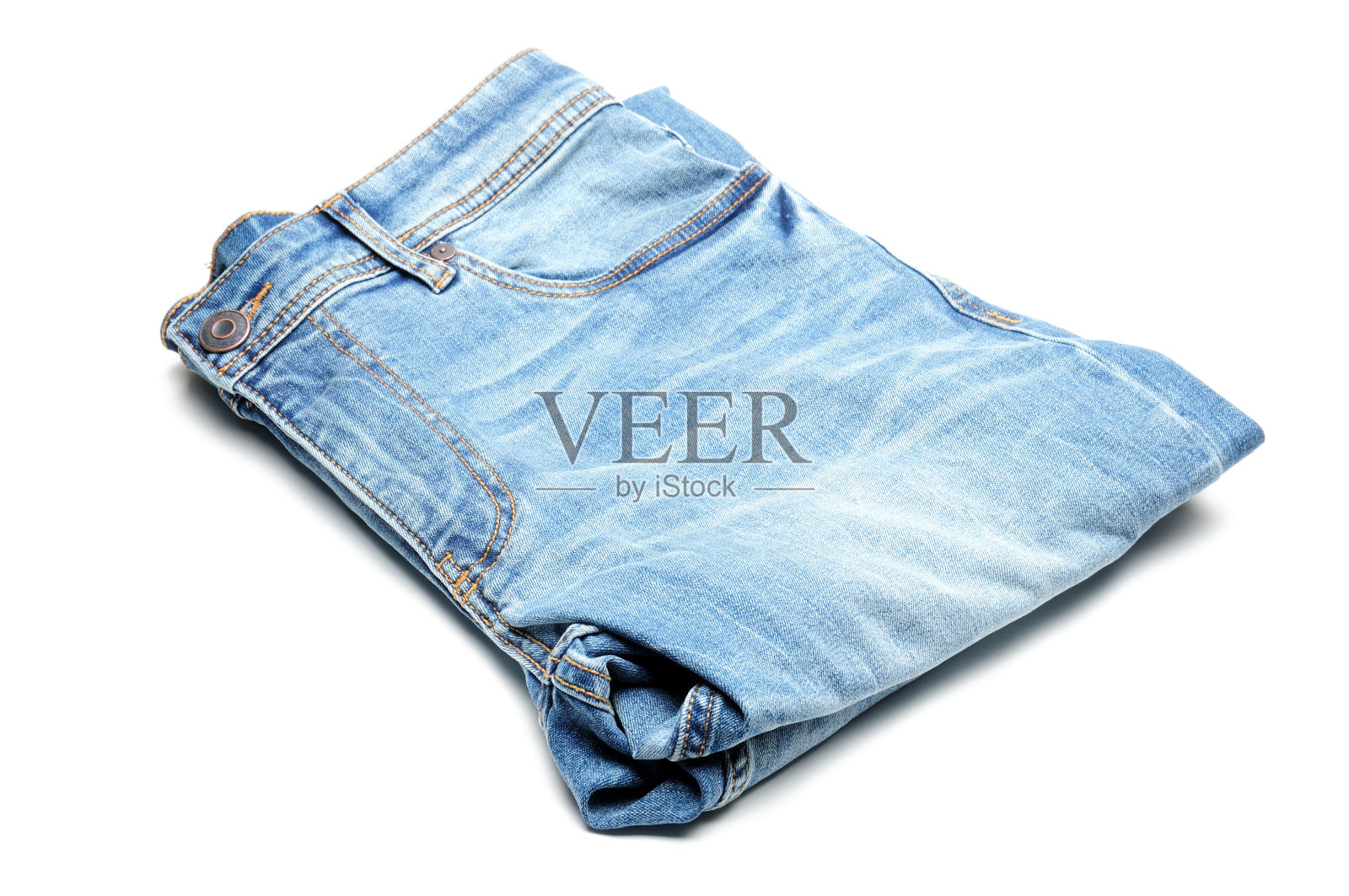 白色背景的蓝色牛仔裤照片摄影图片