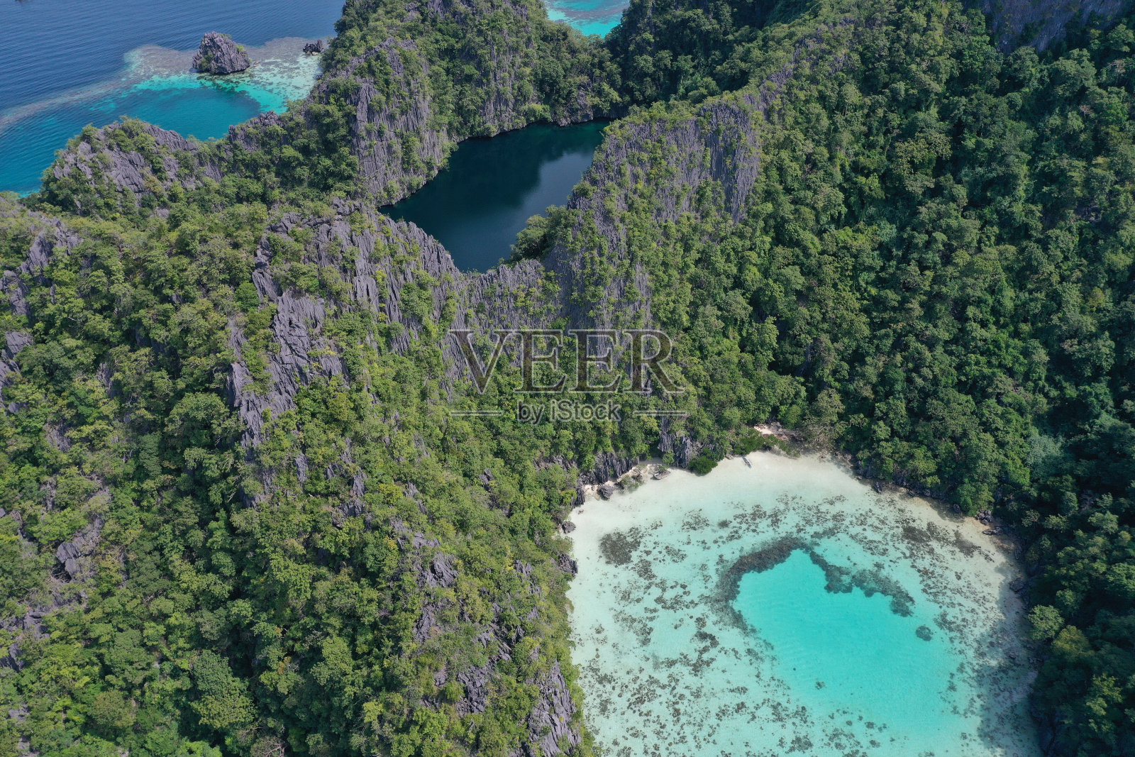 菲律宾巴拉望科伦岛鸟瞰图照片摄影图片