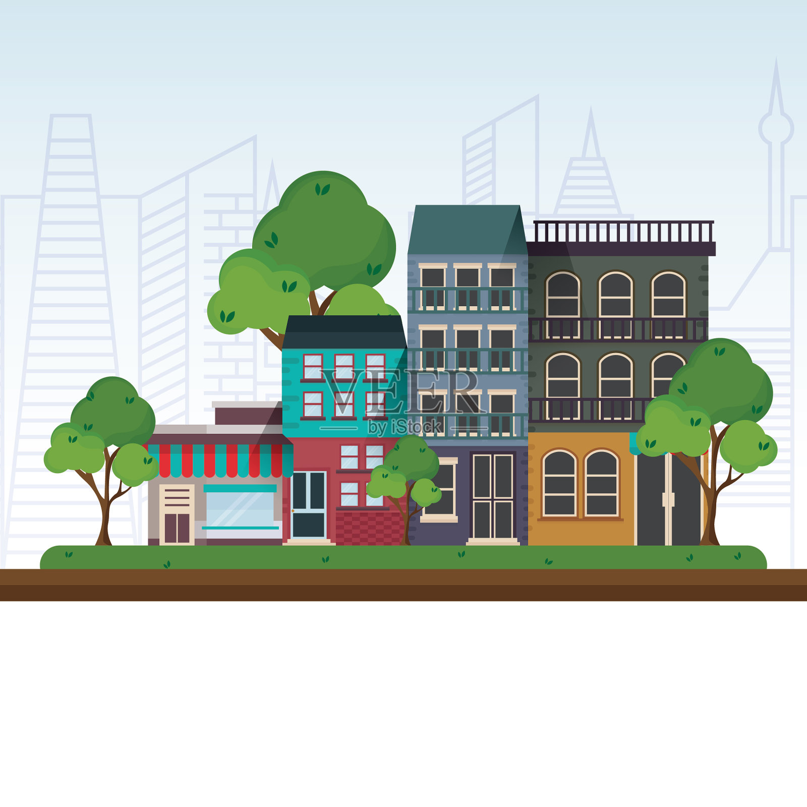 城市背景说明插画图片素材