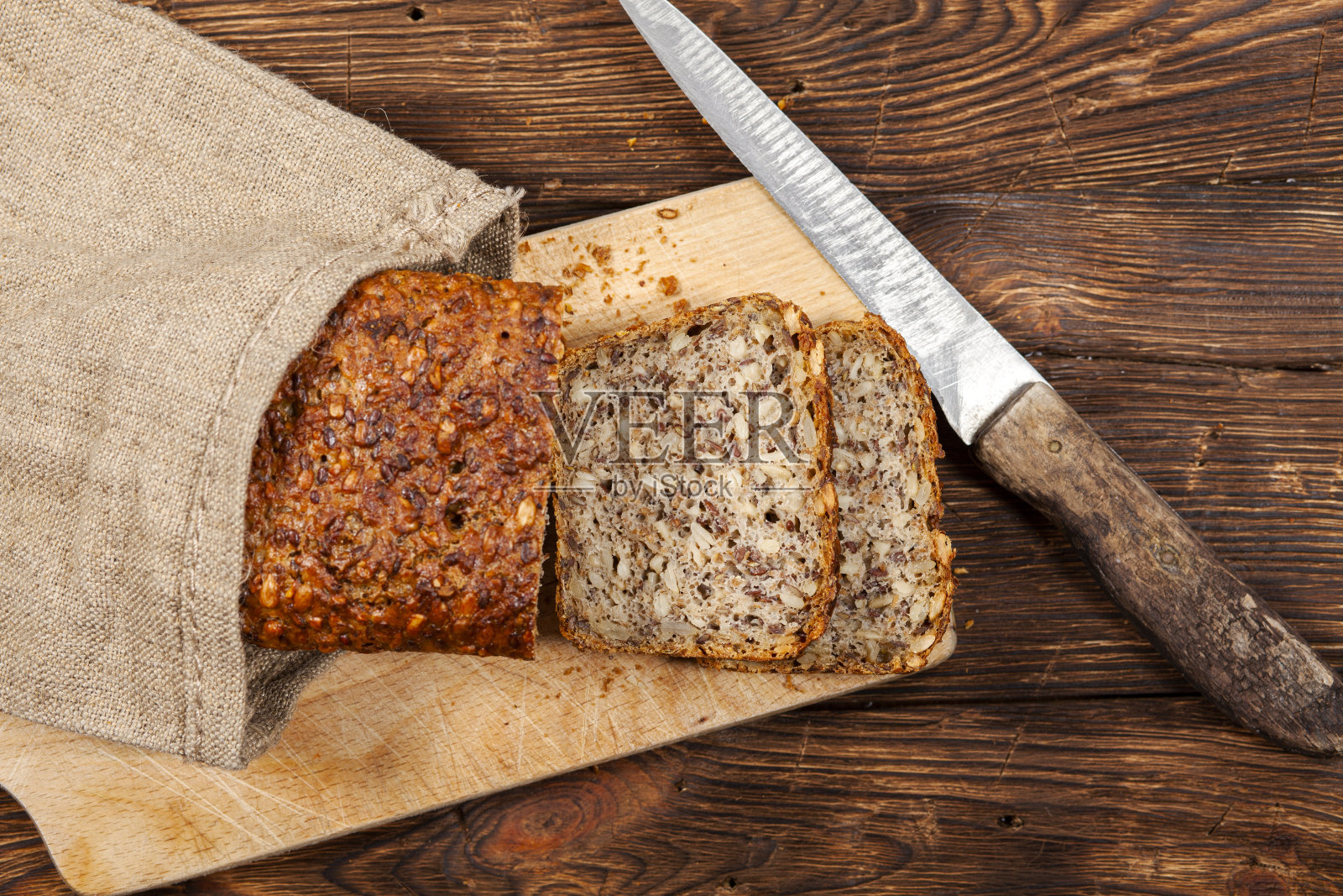 全谷物全麦面包的食物成分照片摄影图片