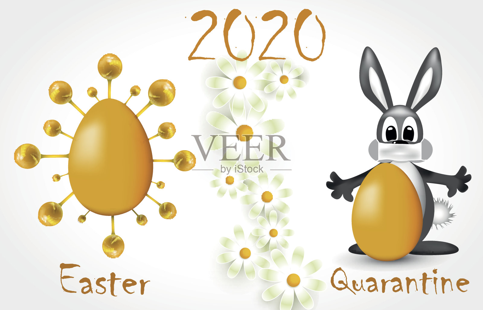 隔离复活节快乐插画图片素材