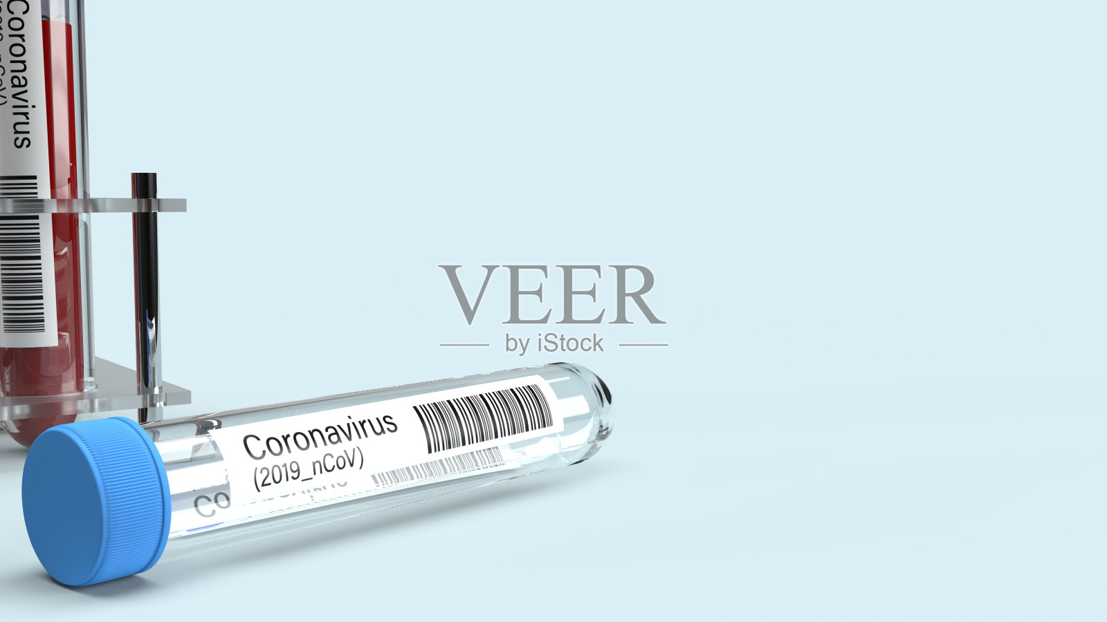 科学试管冠状病毒测试3d渲染医疗内容。照片摄影图片