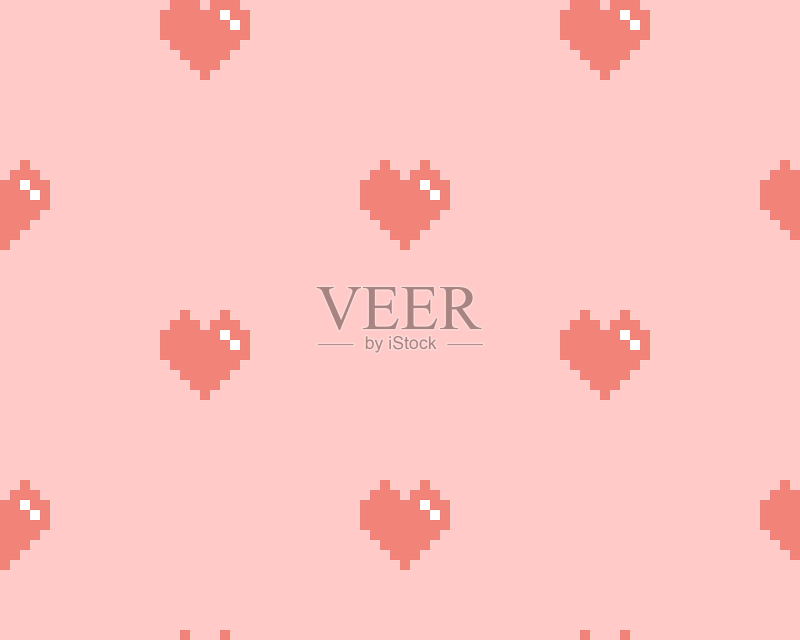 粉色像素上的粉色背景，无缝矢量图案插画图片素材