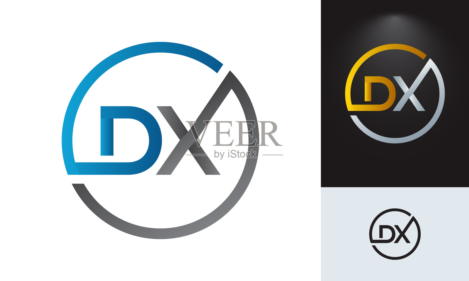 首字母DX标志与创意现代商业排版向量模板。创意抽象字母DX标志设计插画图片素材