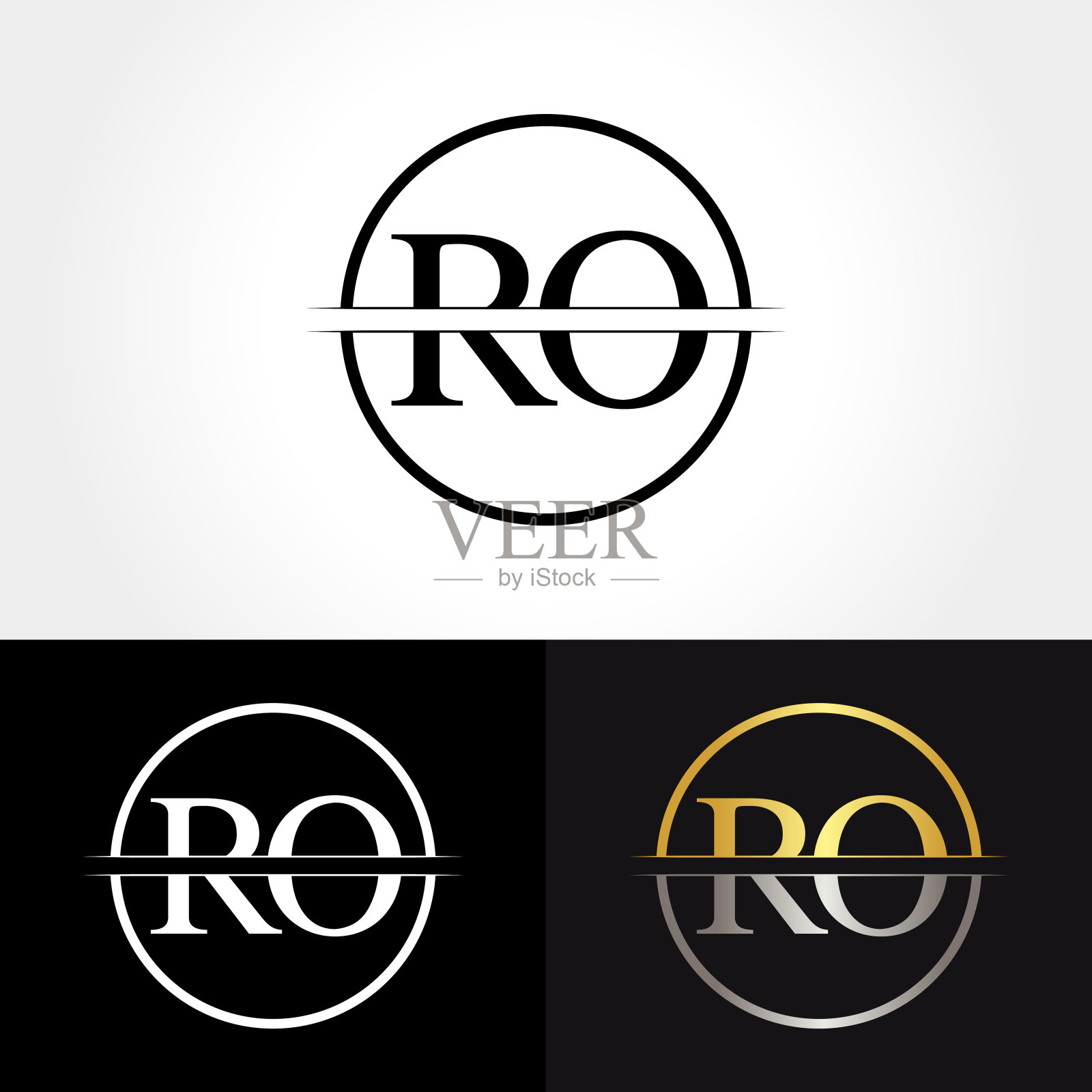 抽象字母RO标志设计矢量模板。RO字母标志设计插画图片素材