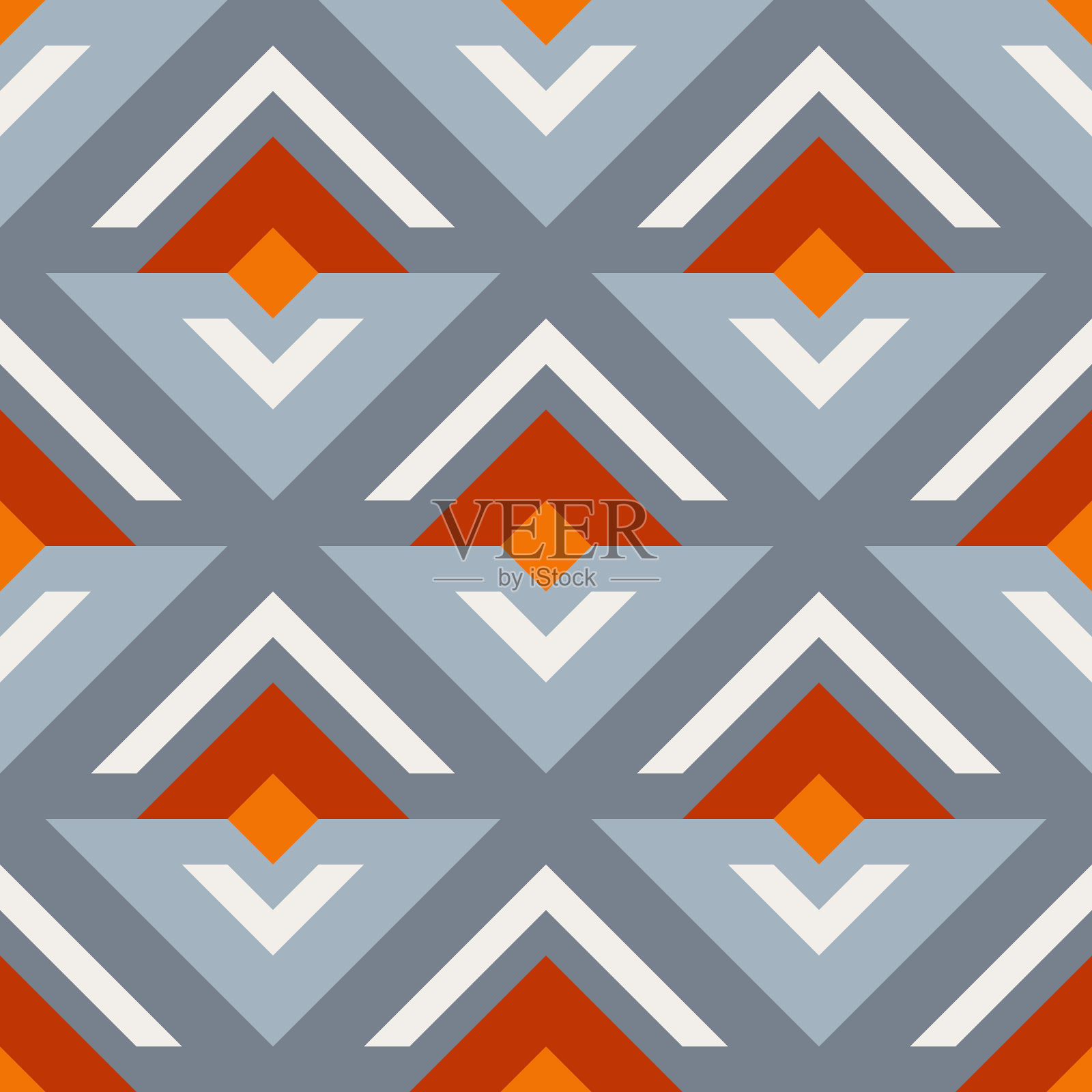 几何无缝复古图案，抽象芽或花插画图片素材