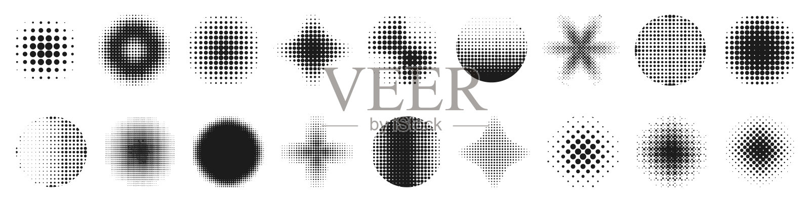 半色调效果设计元素。半色调的形状插画图片素材