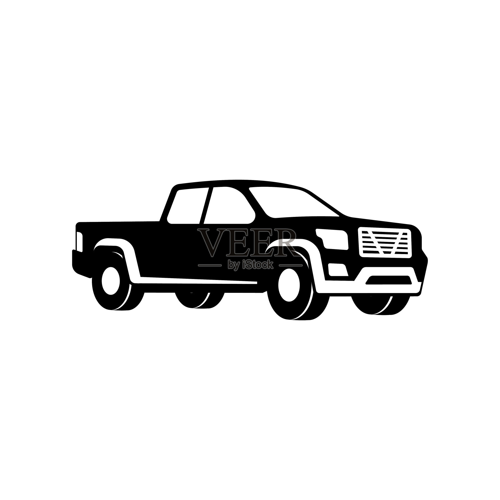 皮卡矢量图皮卡孤立在白色背景上的剪影皮卡车图标标志符号