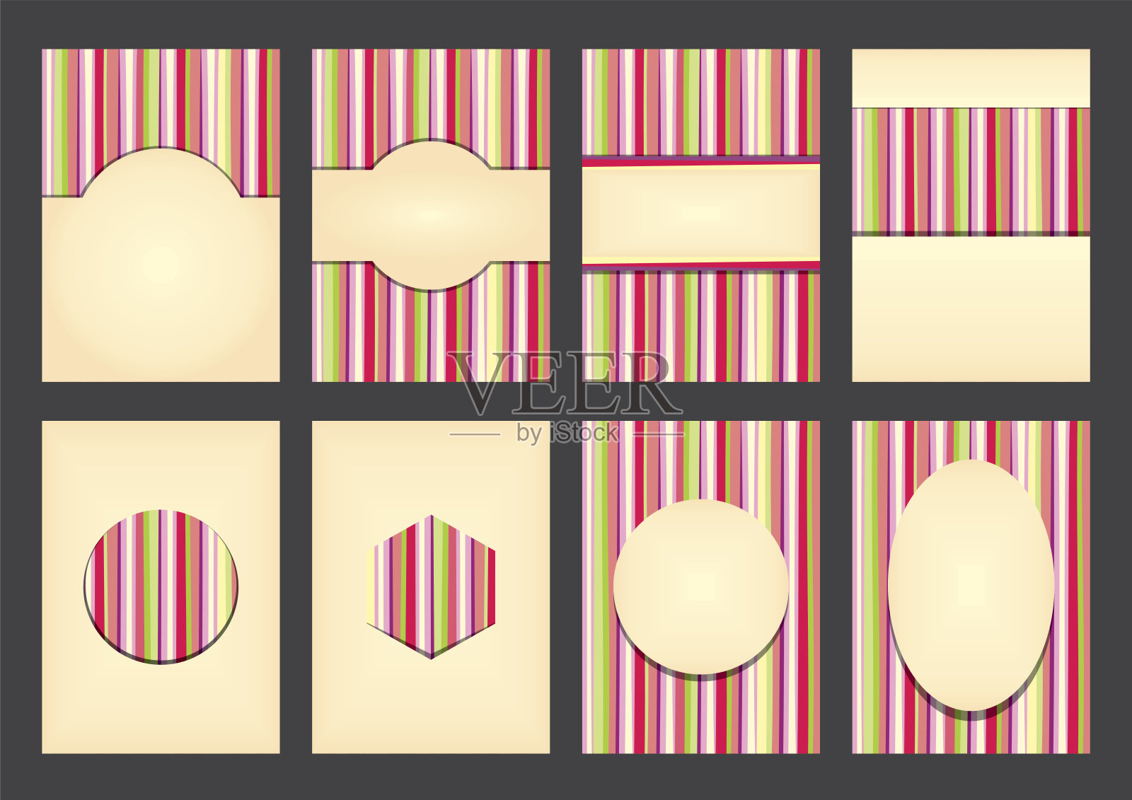 八个红色条纹标签模板插画图片素材