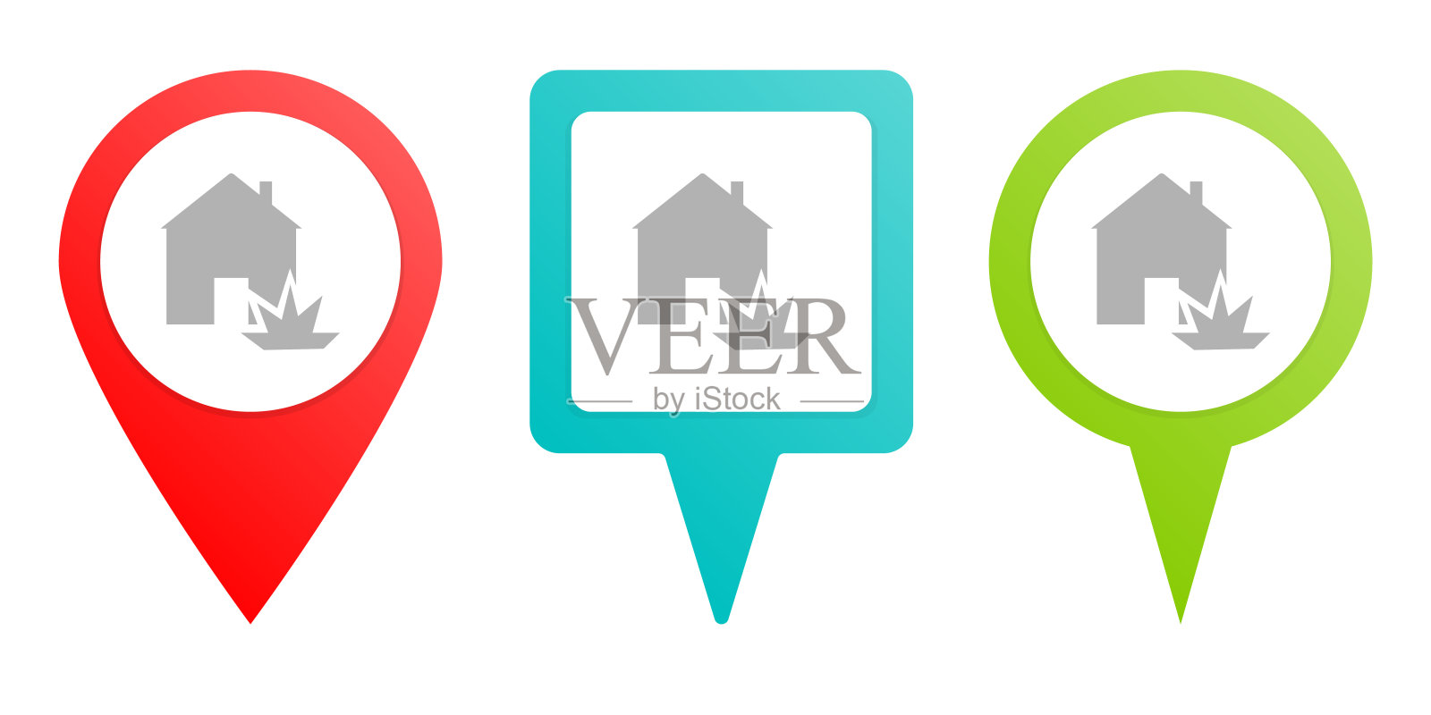 爆炸、家、房屋保险定位多色矢量图标插画图片素材