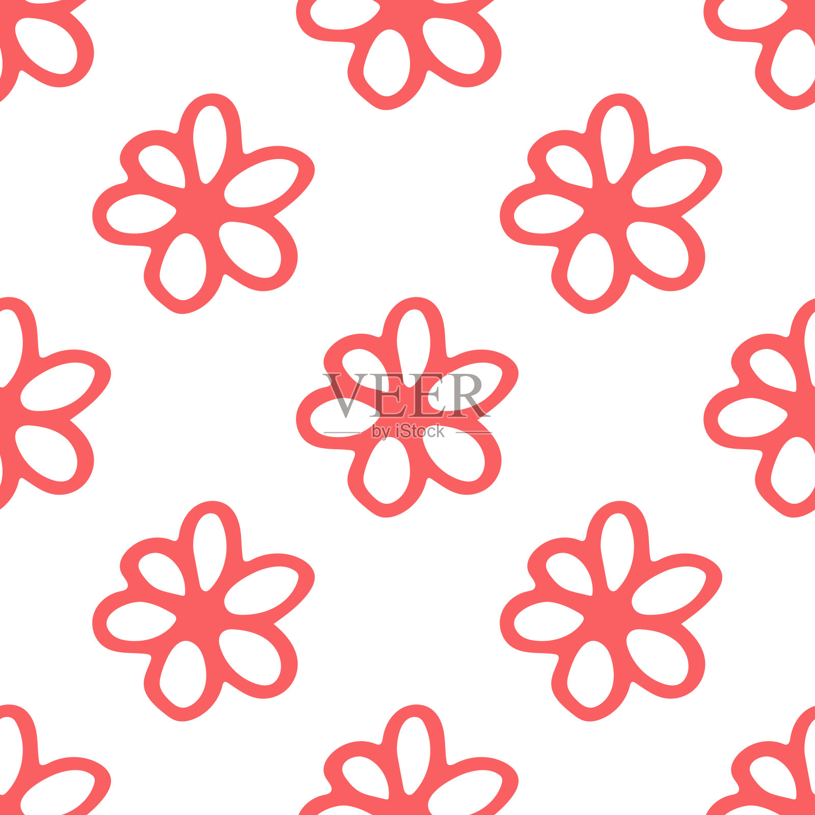 摘要花的无缝图案，红色头状花孤立在白色背景上。矢量插图。插画图片素材