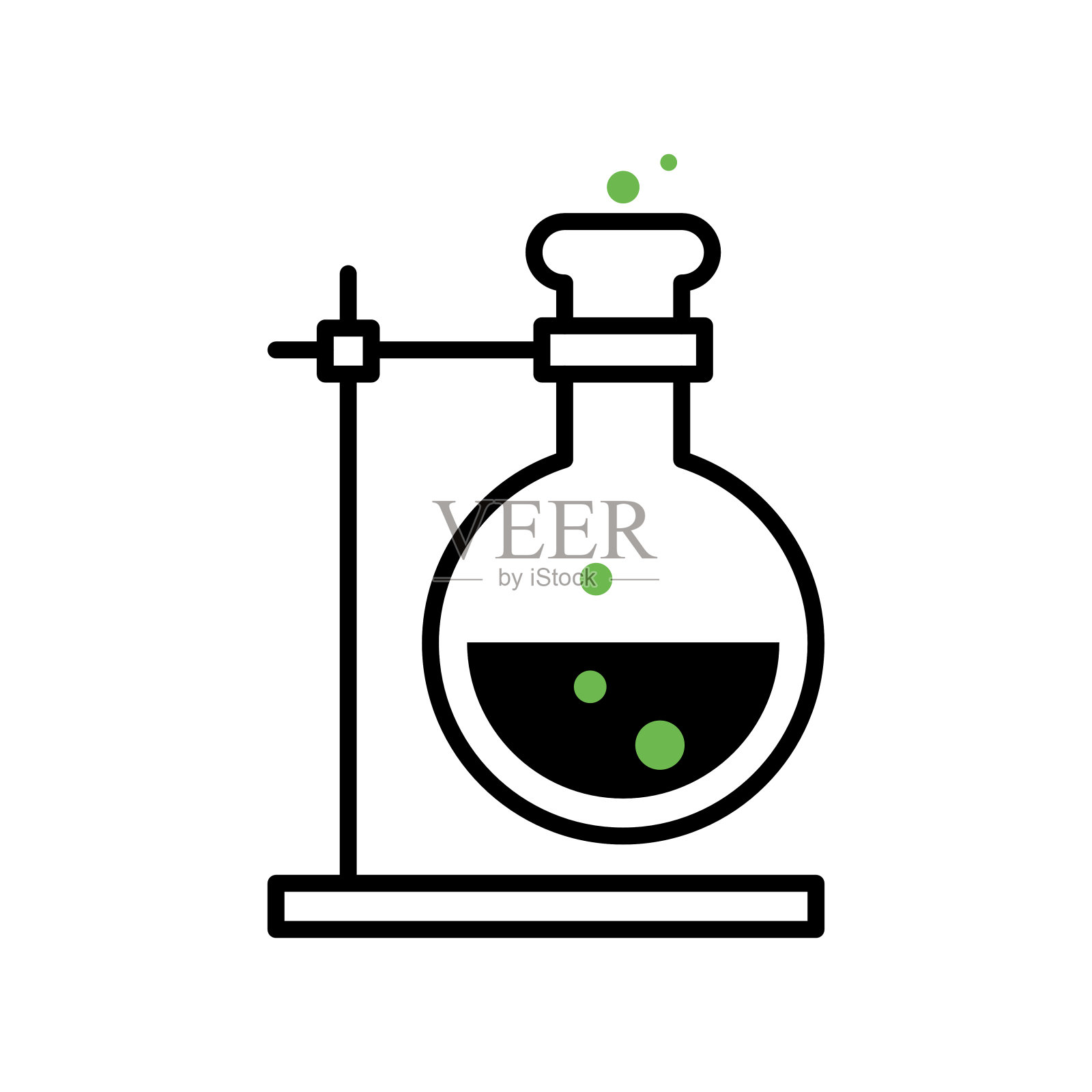 化学烧瓶立在支架上。科学技术。插画图片素材