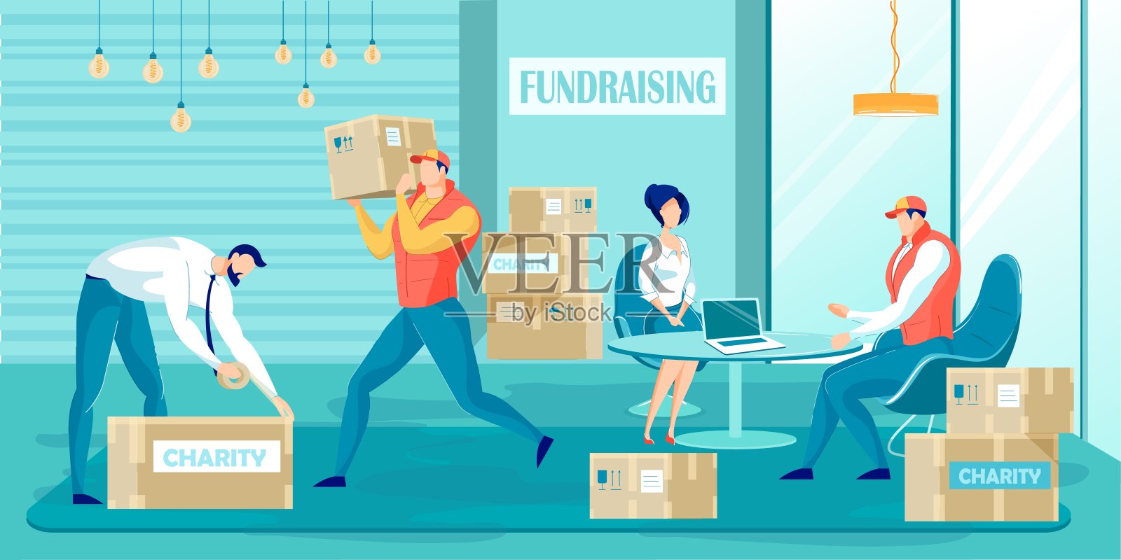 筹款慈善志愿者收集捐款插画图片素材