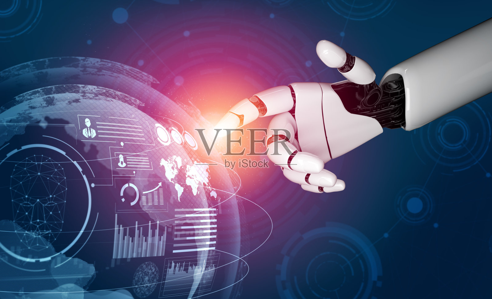 未来机器人人工智能概念。照片摄影图片