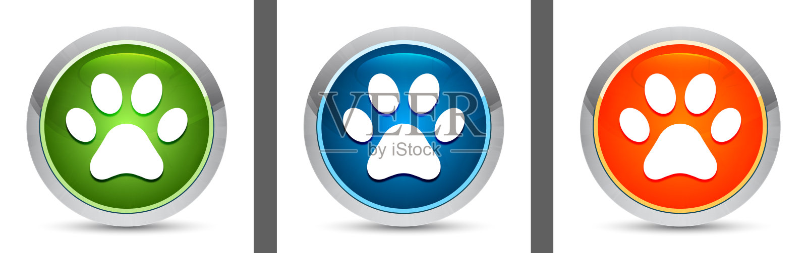 动物爪印图标现代设计圆形按钮设置插图设计元素图片