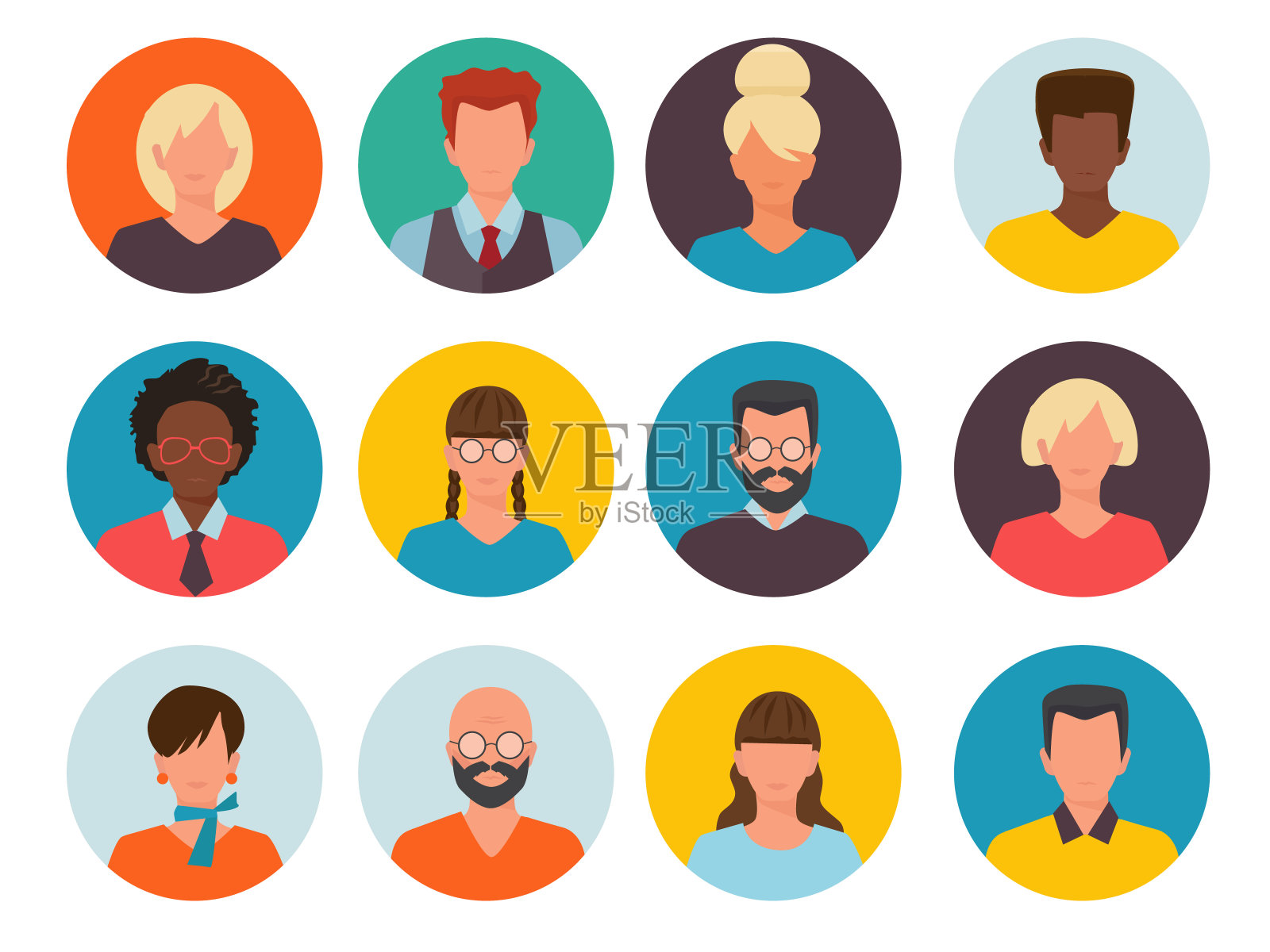 人化身。个人资料id图像cv负责人商人和女性矢量收集插画图片素材