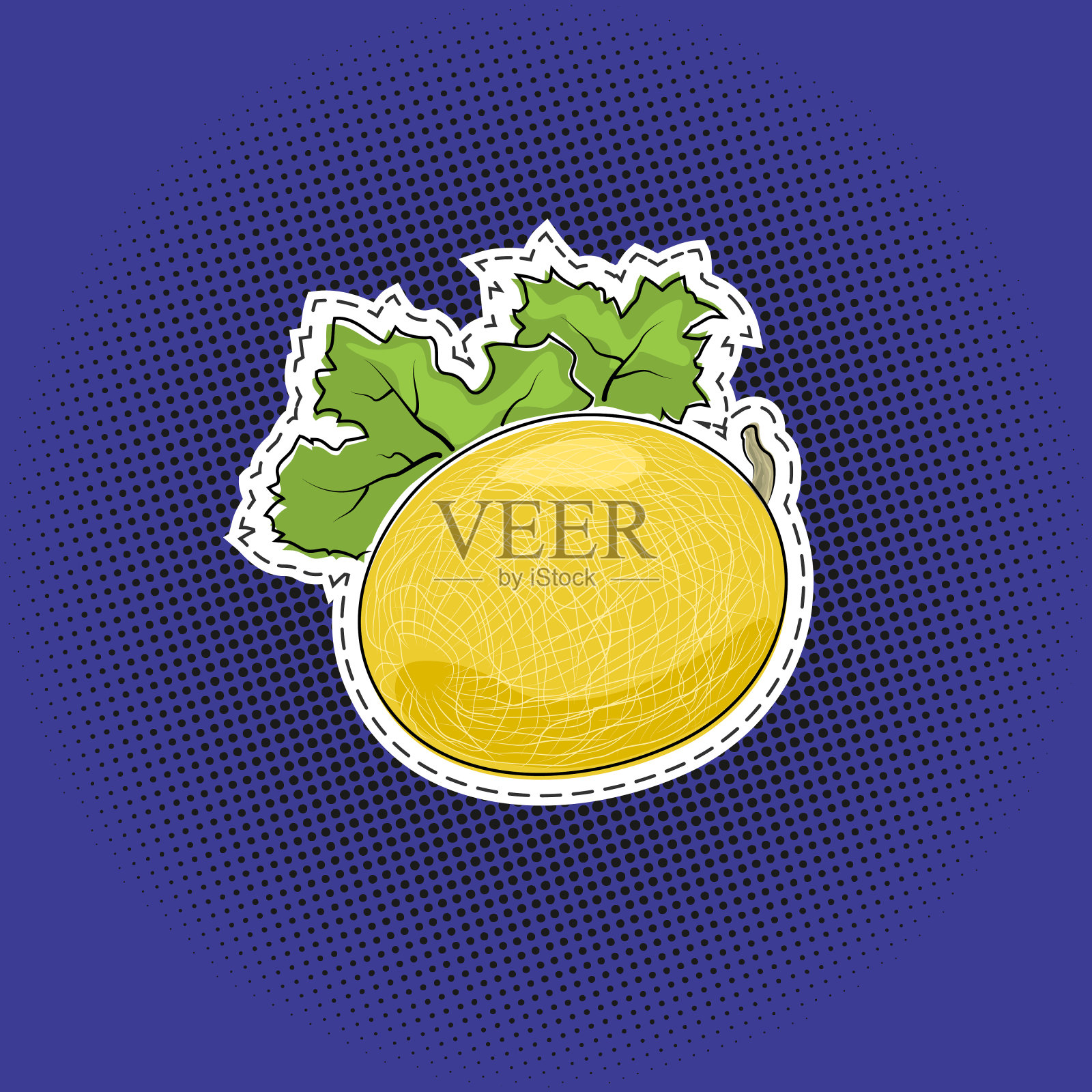 贴在水果瓜上的波普艺术背景插画图片素材