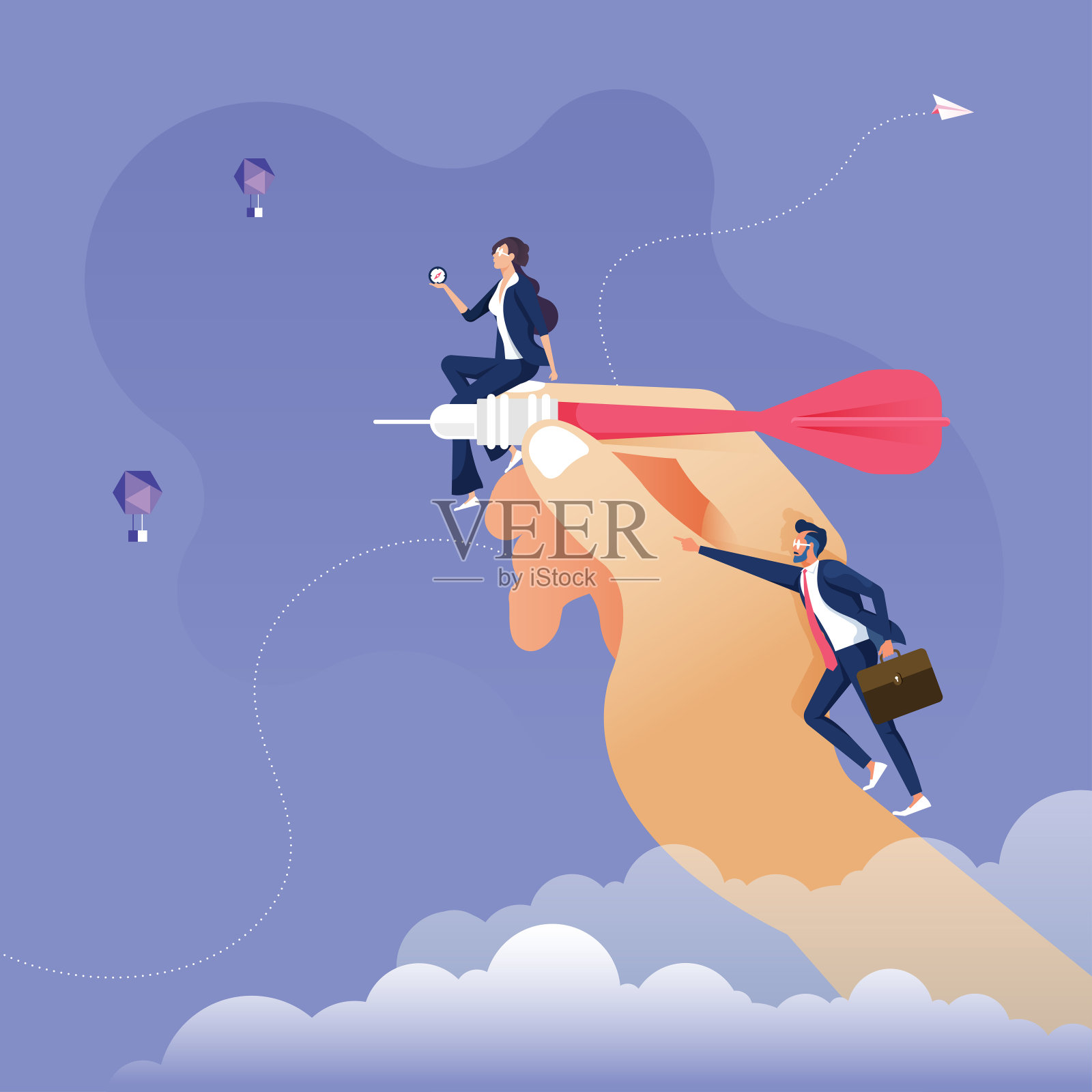 大手握镖与经理指导目标目标隐喻目标-业务方向概念插画图片素材