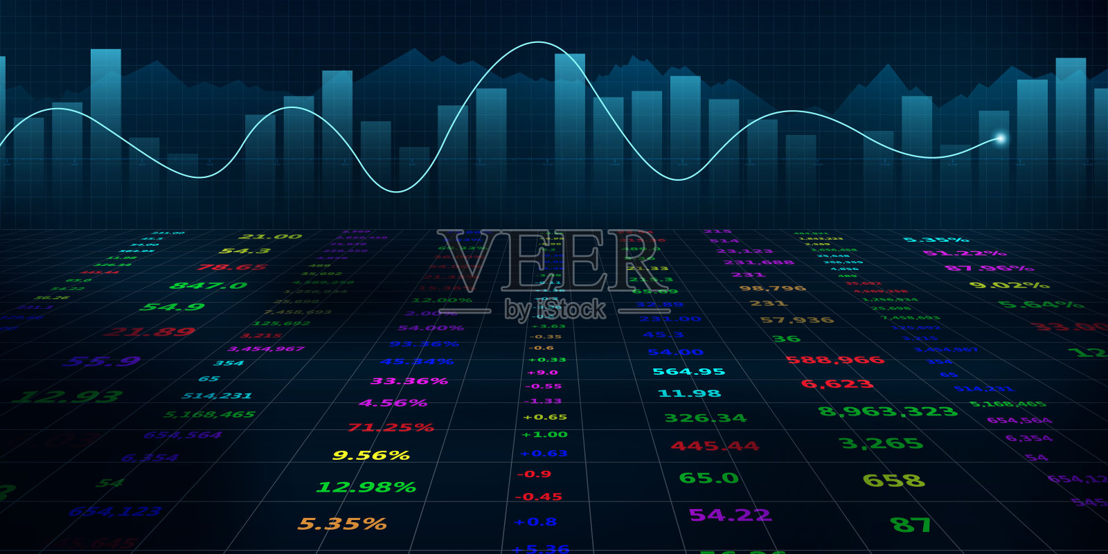 股市崩盘引起的，经济图表用图表、业务和财务概念和报告、抽象的蓝色技术传播概念矢量背景插画图片素材